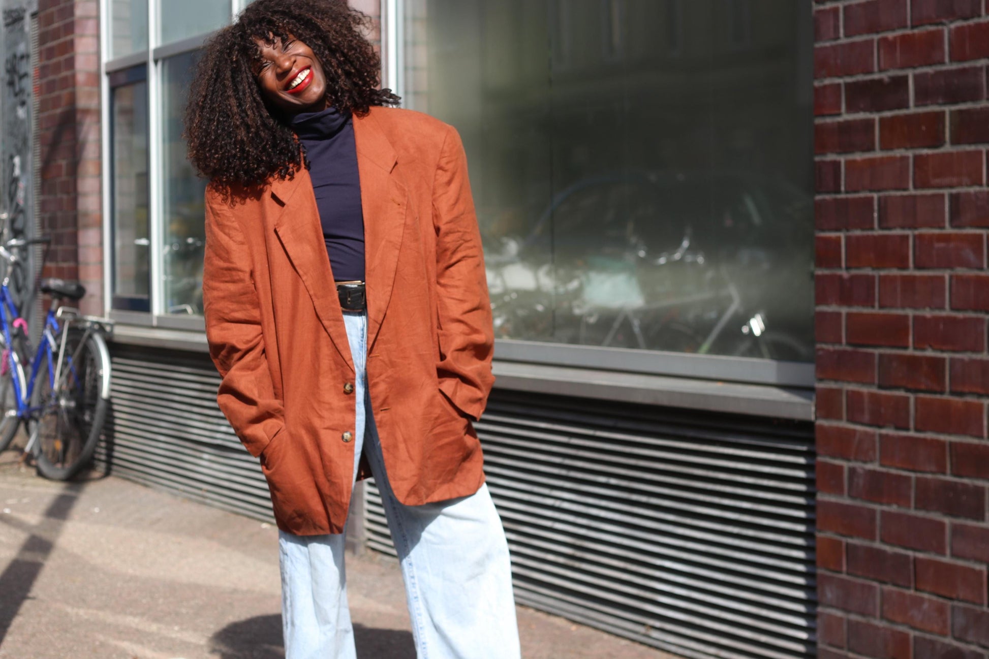 Vintage 100% Linen Blazer| Angelo Litrico Oversized XL Terracotta Orange Unisex Jacket