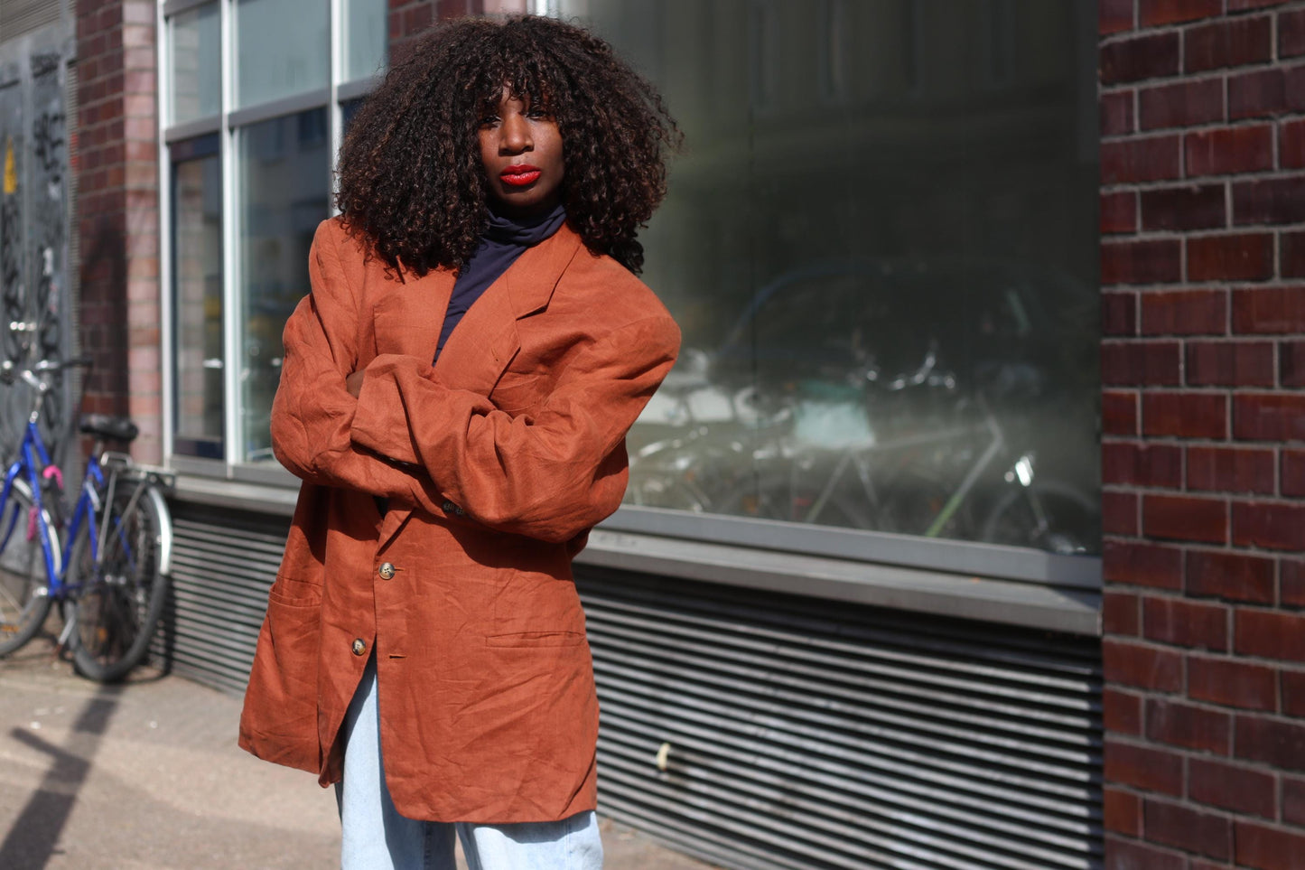 Vintage 100% Linen Blazer| Angelo Litrico Oversized XL Terracotta Orange Unisex Jacket