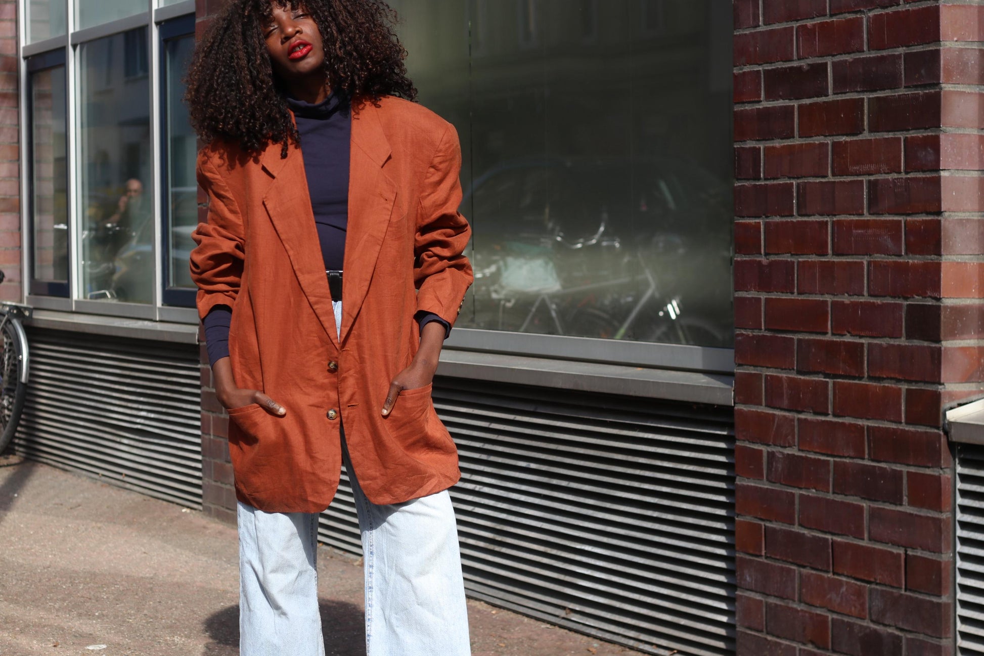 Vintage 100% Linen Blazer| Angelo Litrico Oversized XL Terracotta Orange Unisex Jacket