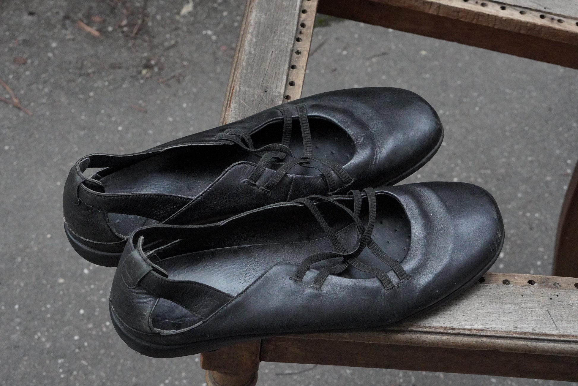 Black Leather Ballet Flats Mary Jane Strappy Comfort Shoes Slingback Remonte 45