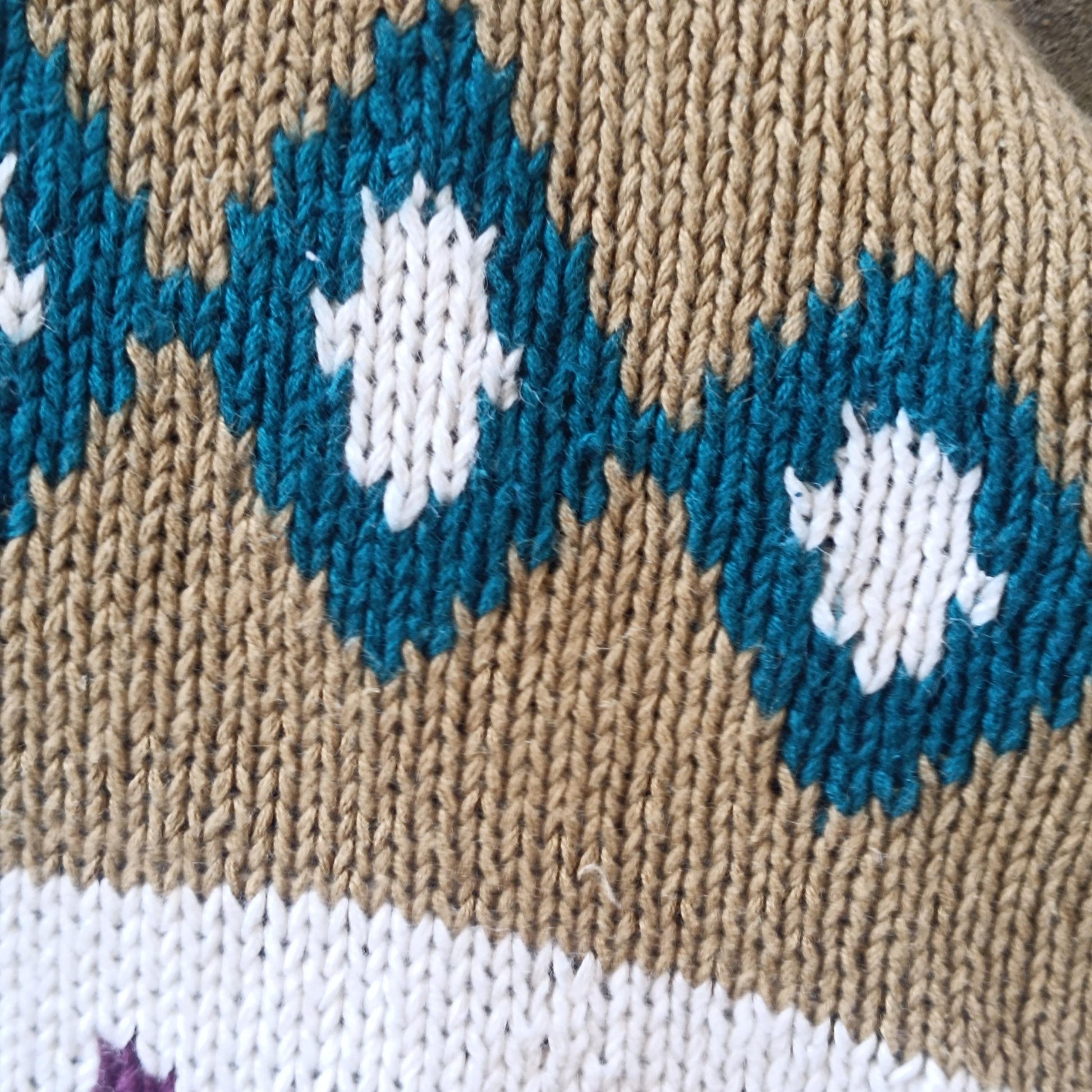 Vintage 90s Abstract Geometric Knit Sweater | Mixed Texture Ramie Cotton Jumper M