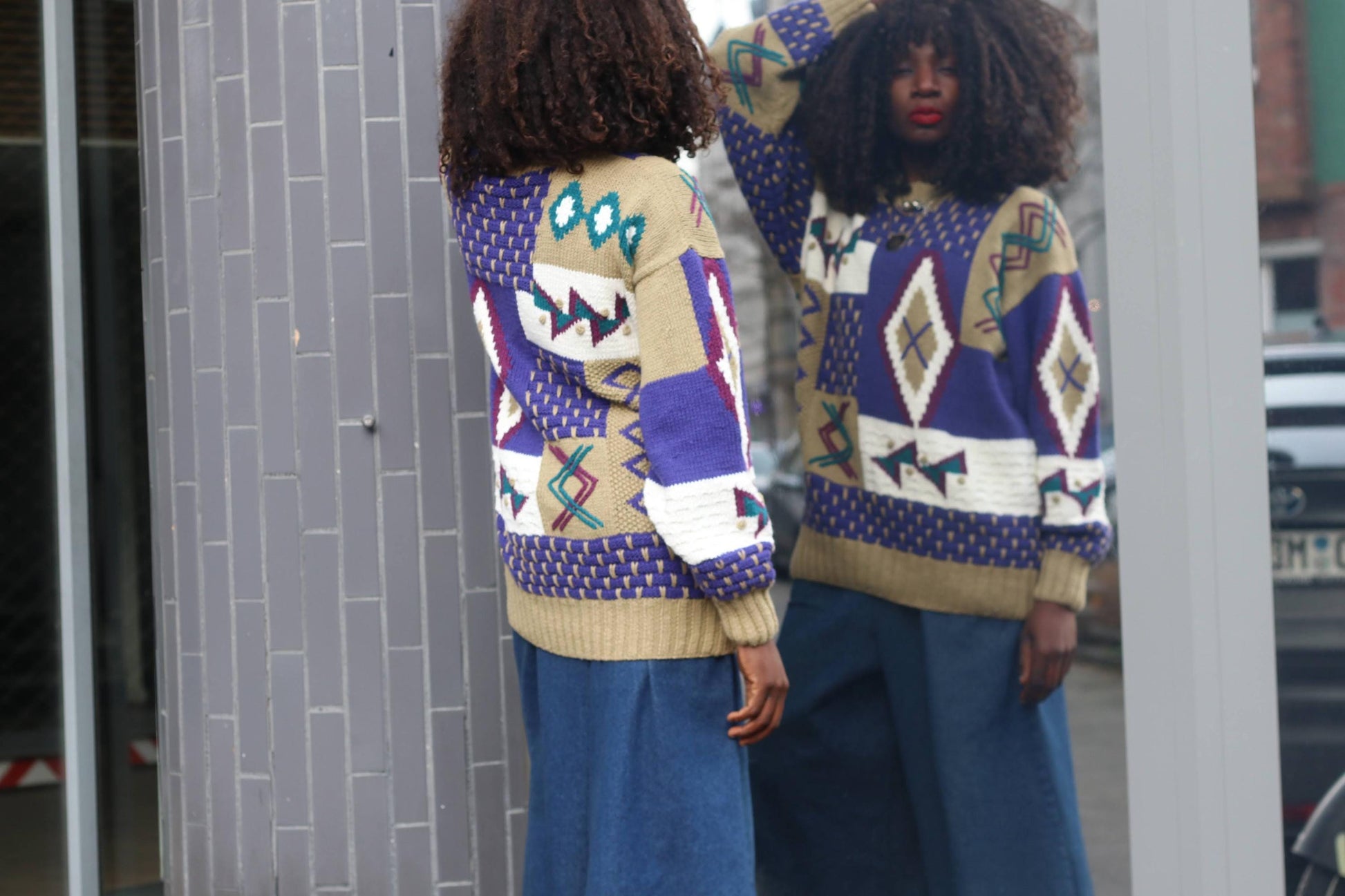 Vintage 90s Abstract Geometric Knit Sweater | Mixed Texture Ramie Cotton Jumper M