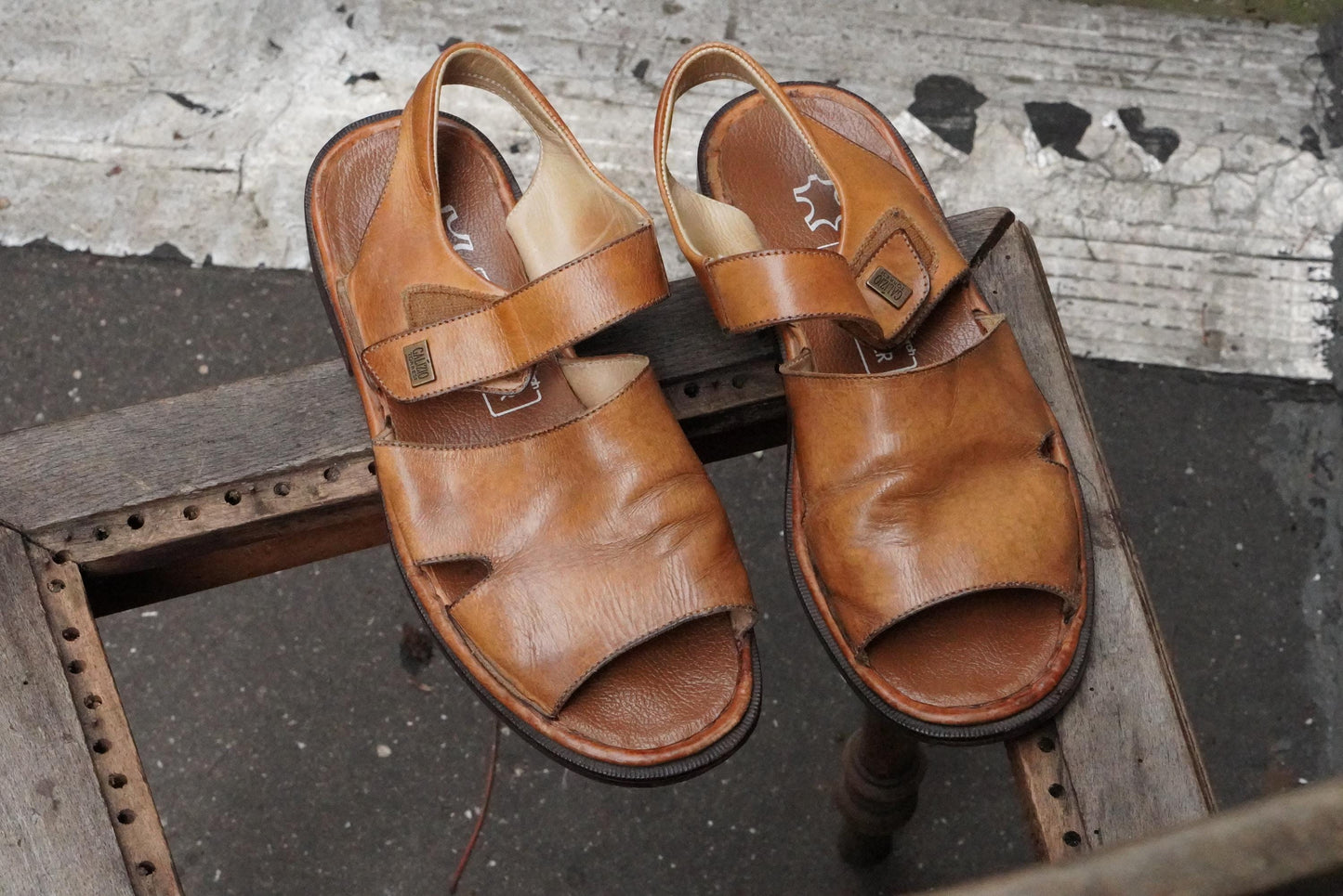 Vintage Galizio Torresi Leather Sandals Brown Men’s Open Toe Slingback EU42