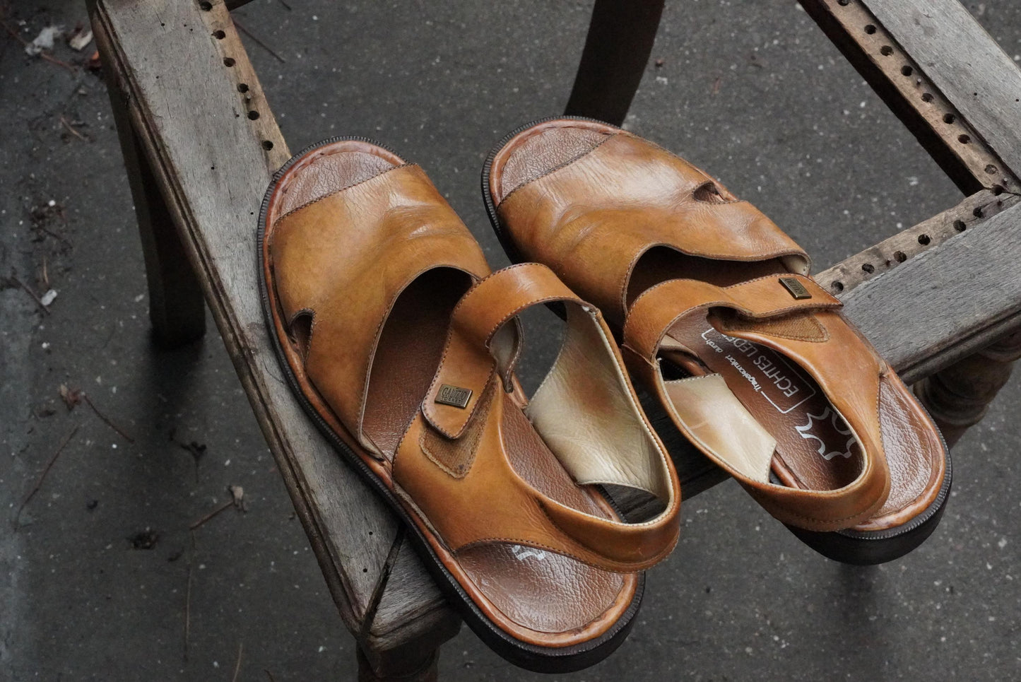 Vintage Galizio Torresi Leather Sandals Brown Men’s Open Toe Slingback EU42