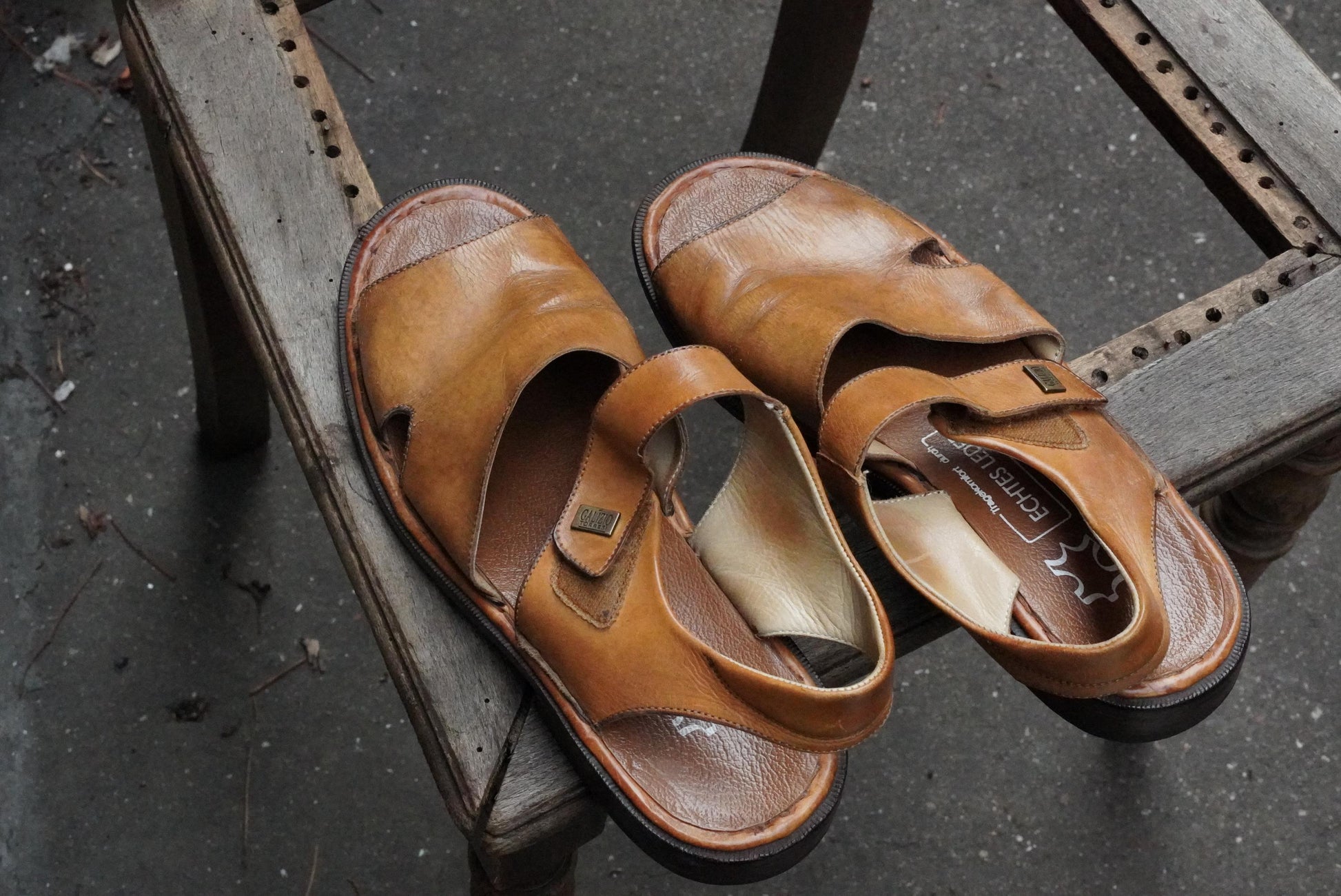 Vintage Galizio Torresi Leather Sandals Brown Men’s Open Toe Slingback EU42