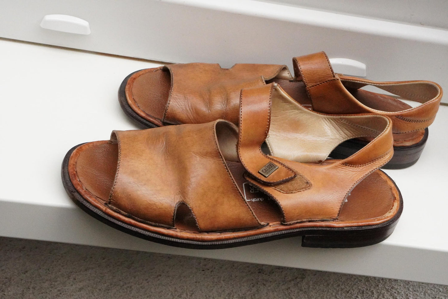 Vintage Galizio Torresi Leather Sandals Brown Men’s Open Toe Slingback EU42