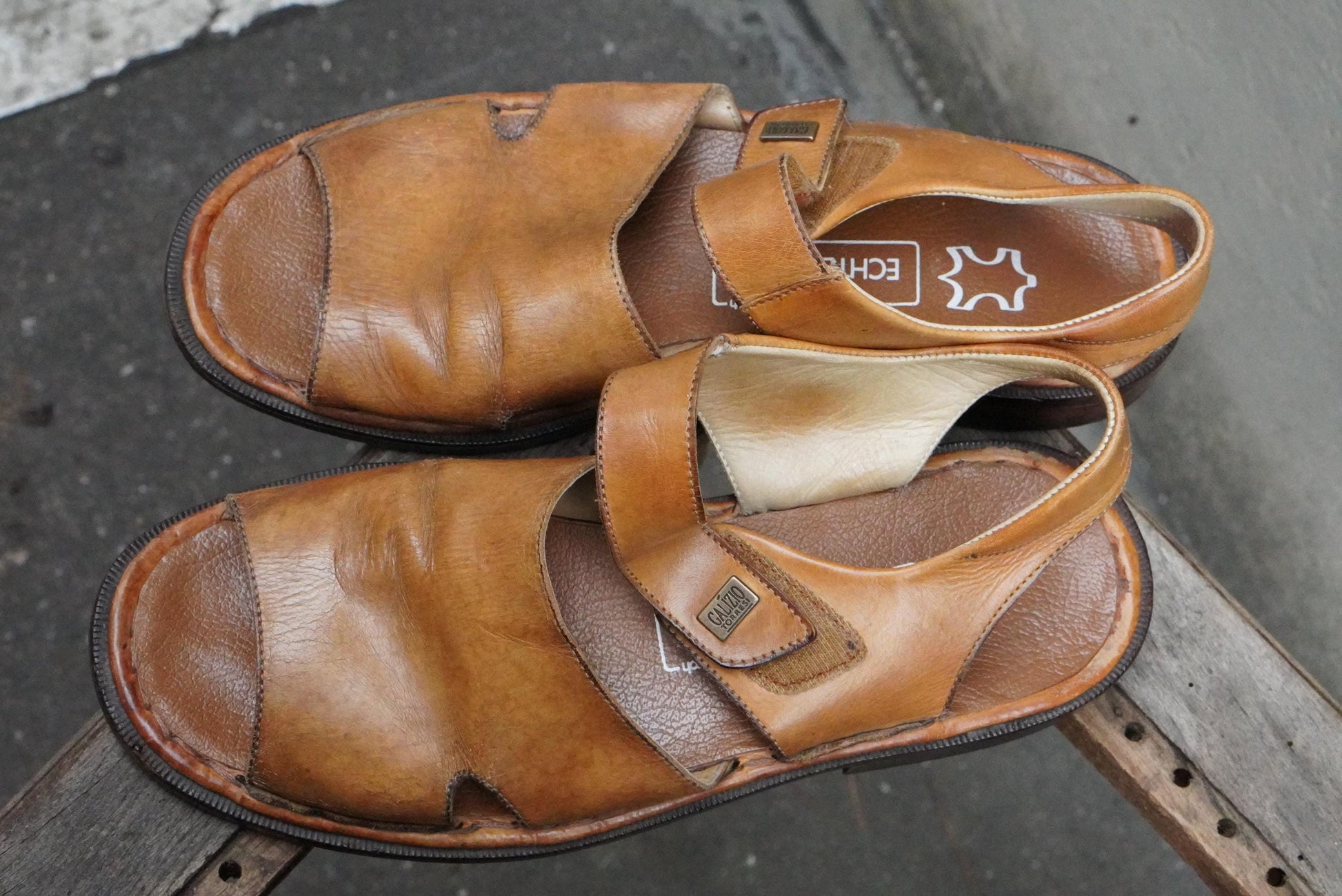 Vintage Galizio Torresi Leather Sandals Brown Men’s Open Toe Slingback EU42