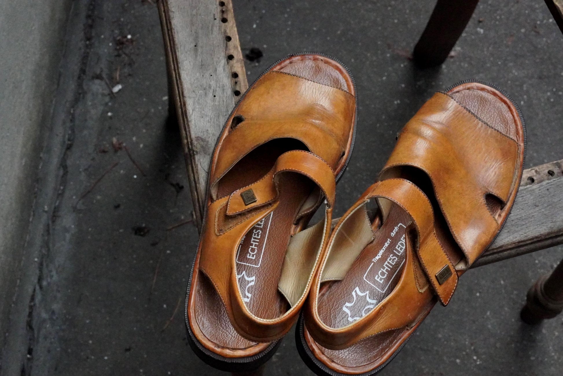 Vintage Galizio Torresi Leather Sandals Brown Men’s Open Toe Slingback EU42