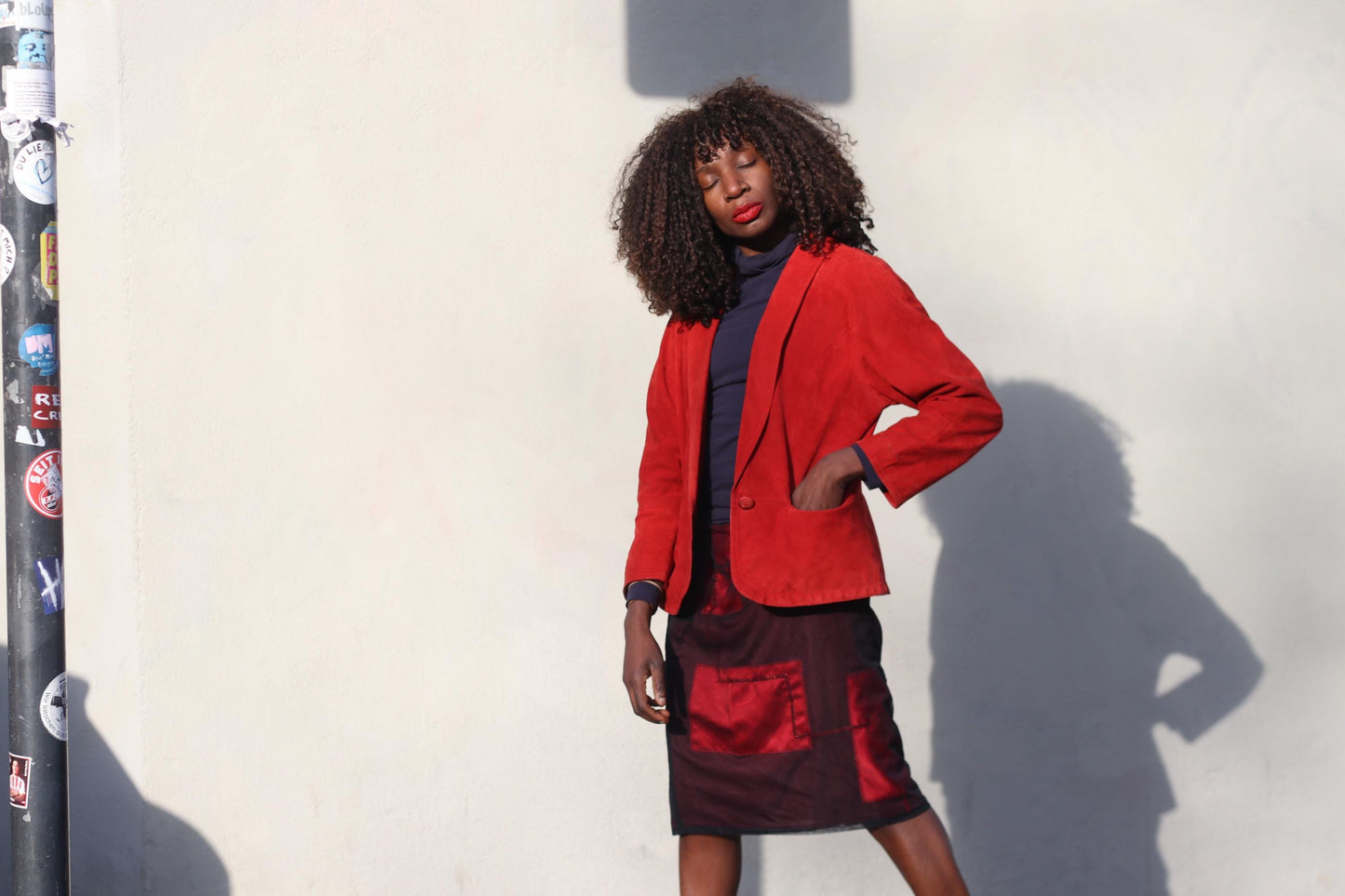 Vintage Red Suede Jacket| 80s Leather Blazer| Soft Suede Colorful Coat| Minimalist Outerwear