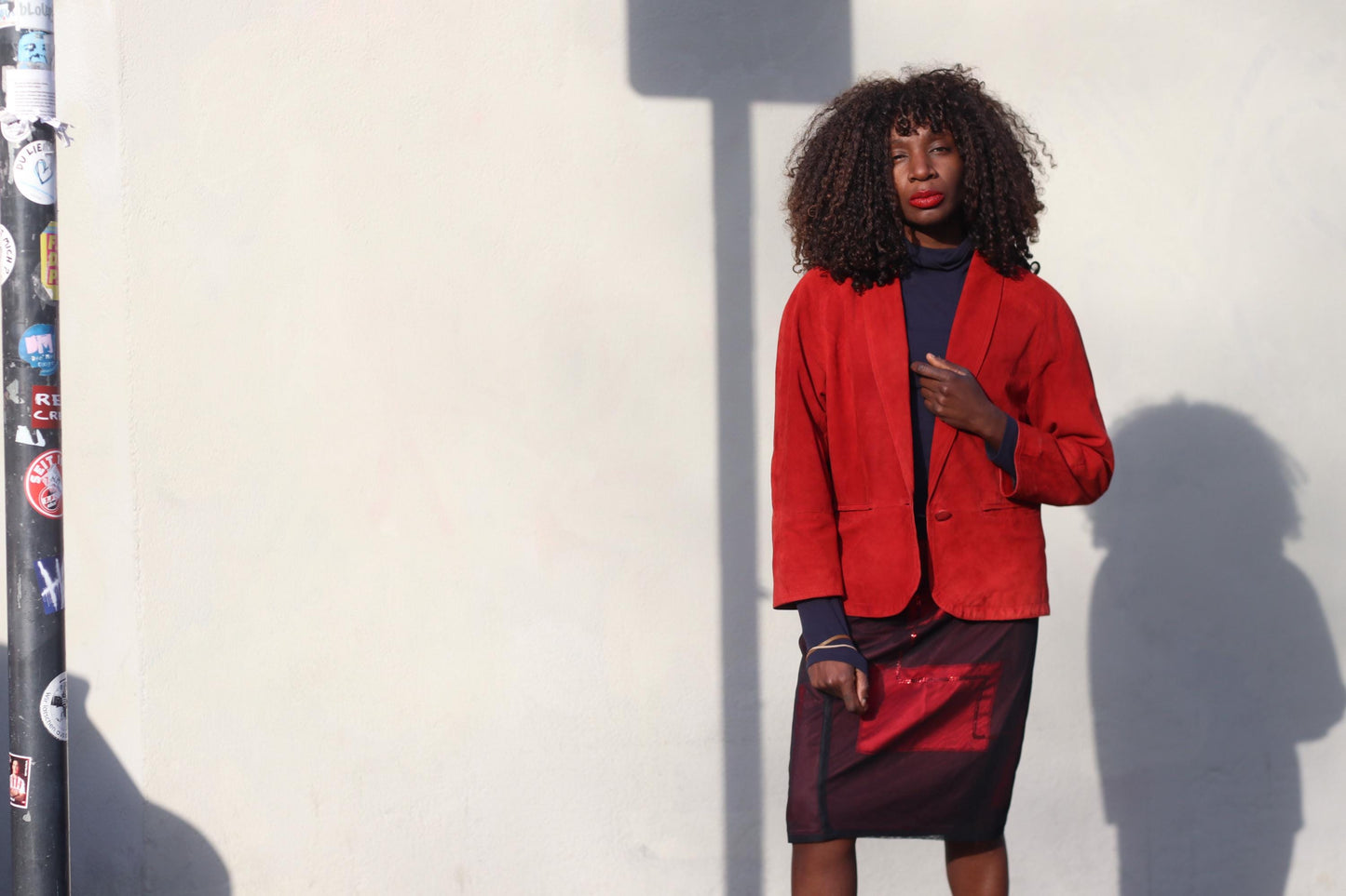 Vintage Red Suede Jacket| 80s Leather Blazer| Soft Suede Colorful Coat| Minimalist Outerwear