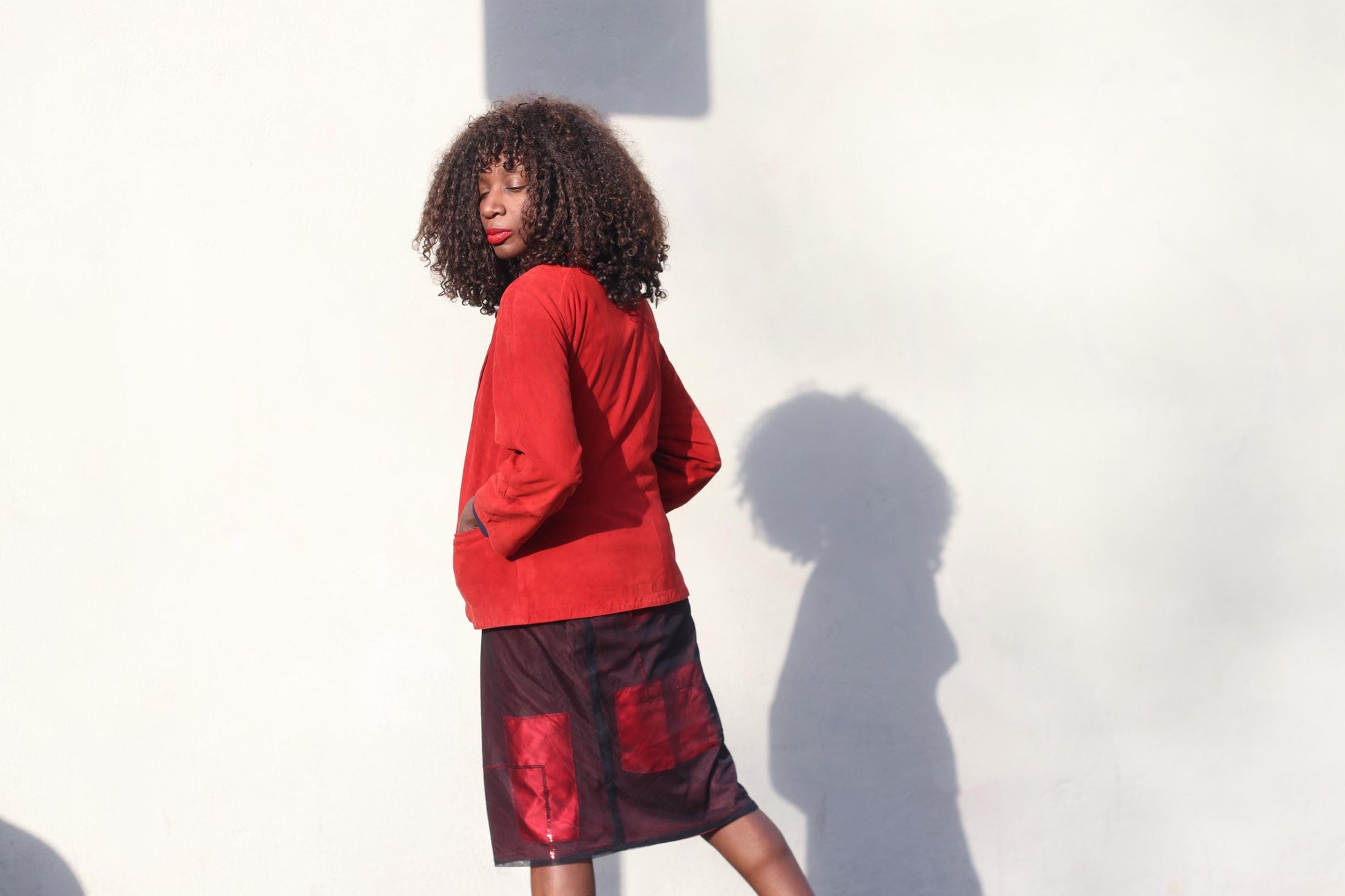 Vintage Red Suede Jacket| 80s Leather Blazer| Soft Suede Colorful Coat| Minimalist Outerwear