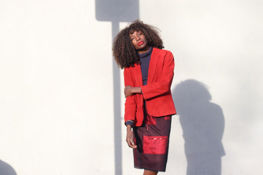Vintage Red Suede Jacket| 80s Leather Blazer| Soft Suede Colorful Coat| Minimalist Outerwear