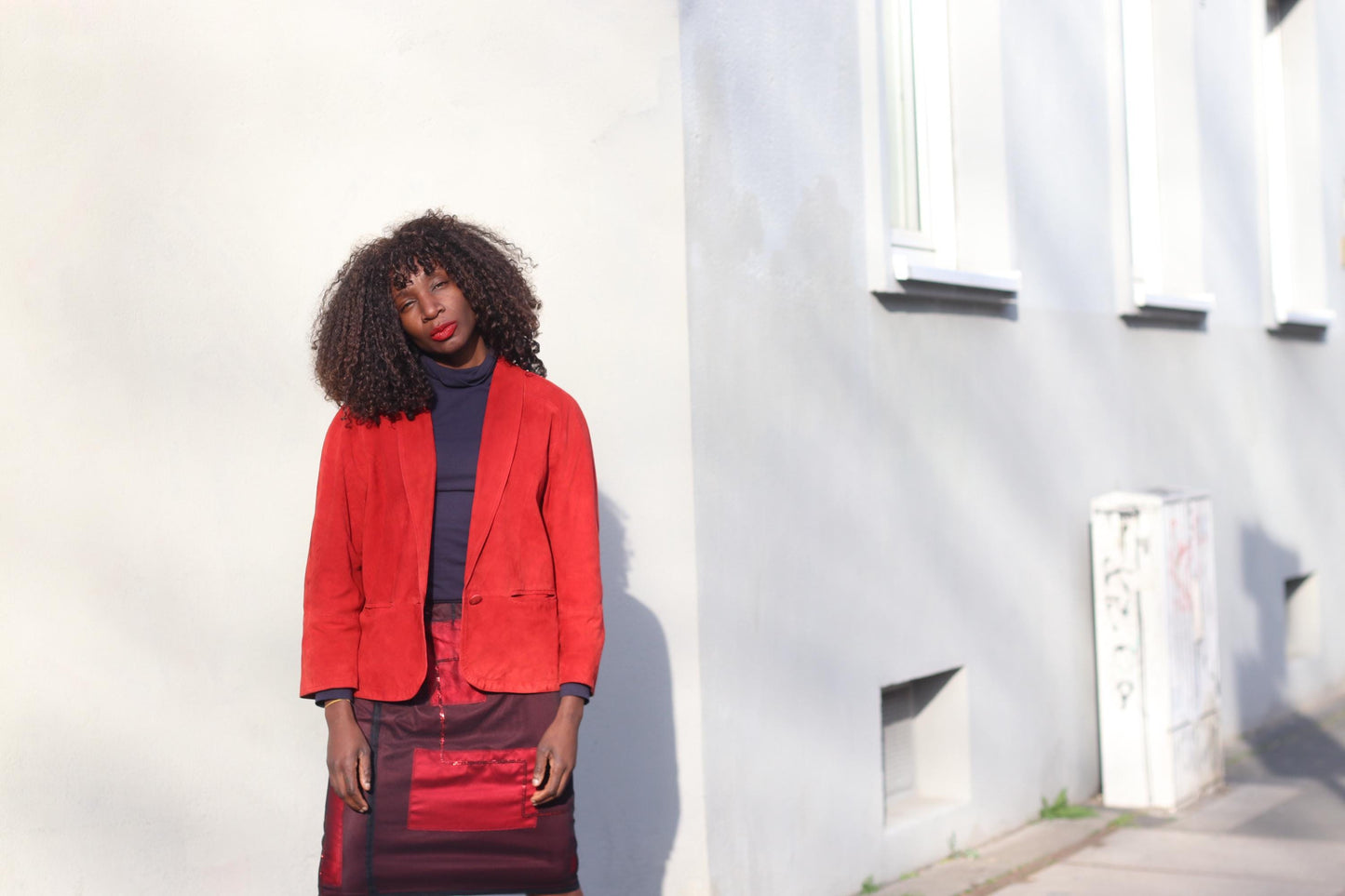 Vintage Red Suede Jacket| 80s Leather Blazer| Soft Suede Colorful Coat| Minimalist Outerwear