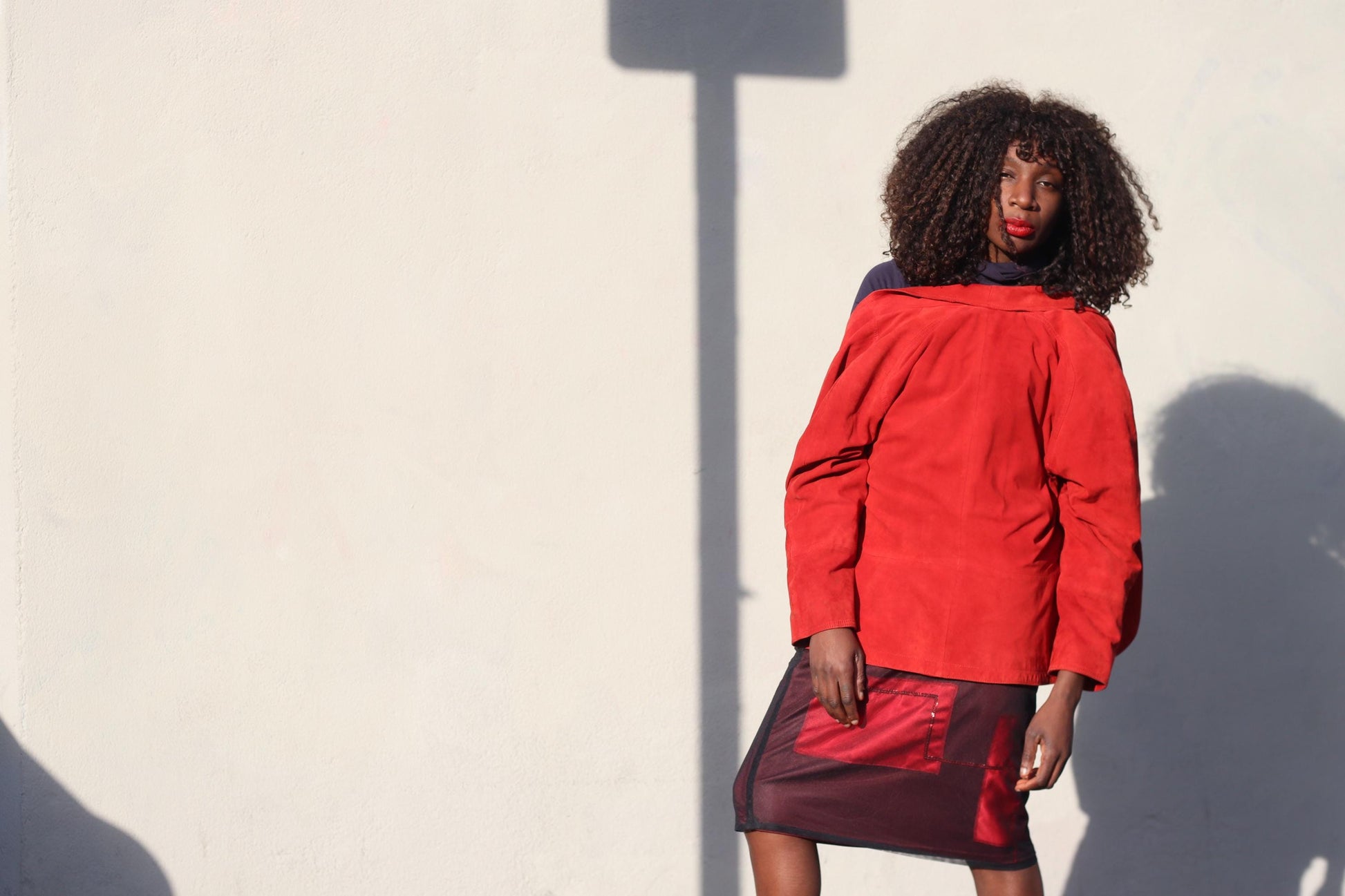 Vintage Red Suede Jacket| 80s Leather Blazer| Soft Suede Colorful Coat| Minimalist Outerwear