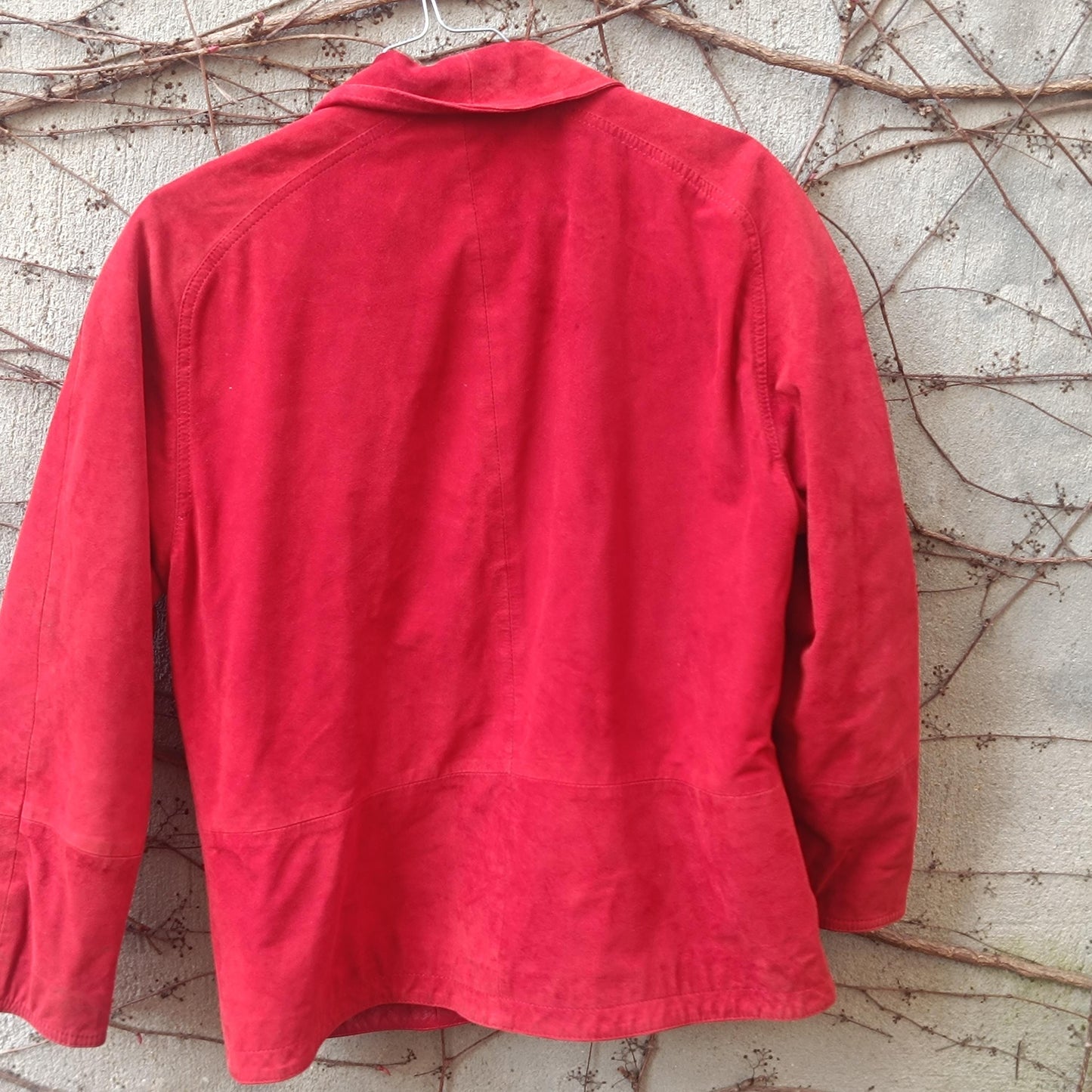 Vintage Red Suede Jacket| 80s Leather Blazer| Soft Suede Colorful Coat| Minimalist Outerwear