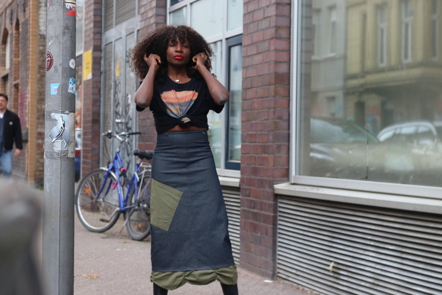 Y2k Denim Maxi Skirt| Avant Garde Cargo Pocket Long Skirt" Patchwork Utility Design XS