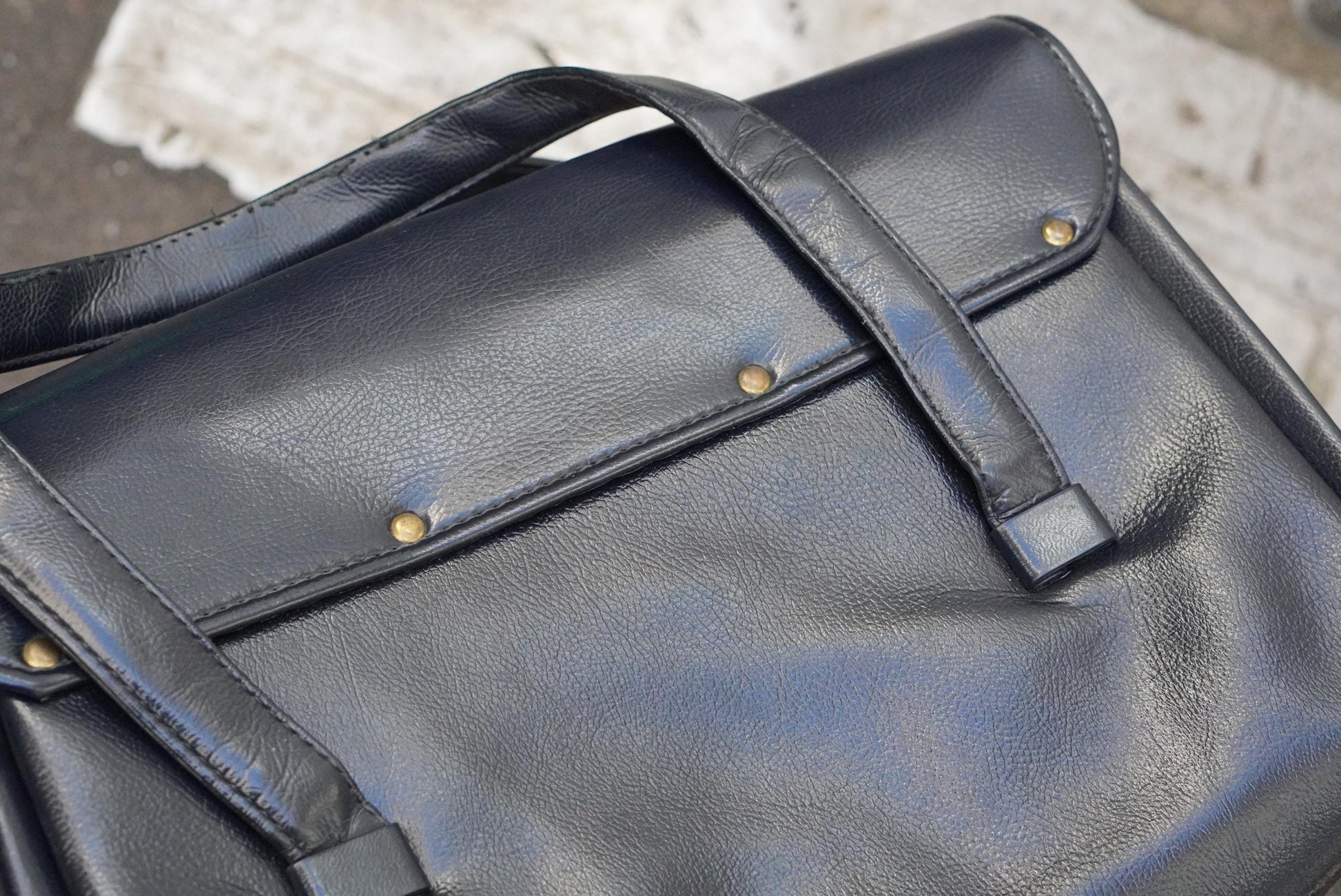 Navy Blue Top Handle Bag Vintage 60s Structured Satchel Gold Twist Lock Retro