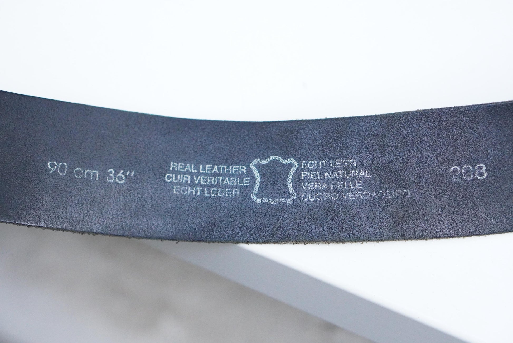 Vintage Black Leather Belt 36 90 Silver Rectangular Buckle Distressed Grunge 90s
