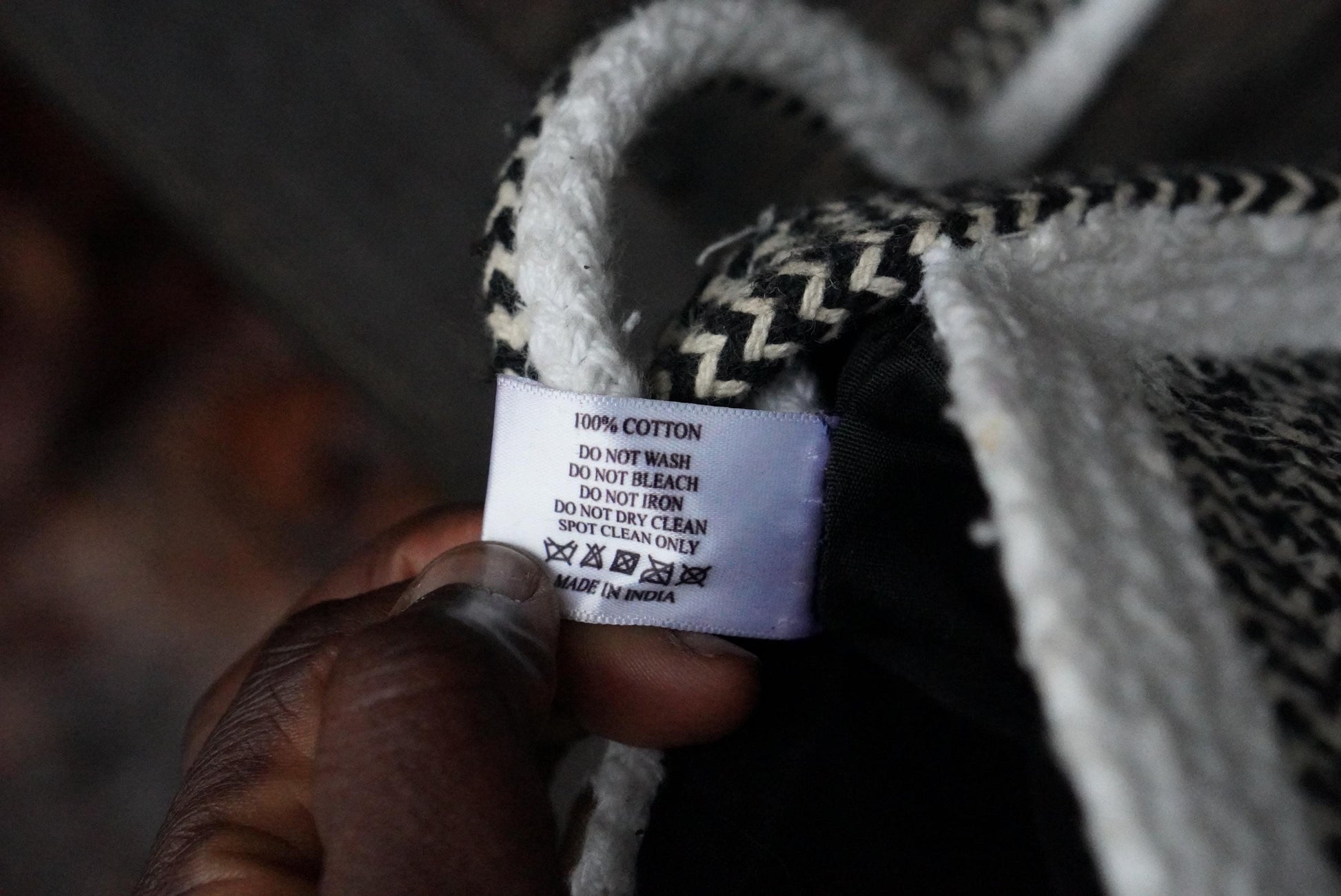Y2K Cotton Rope Bag, Round Monochrome Crossbody, 2000s Boho Circle Purse, India