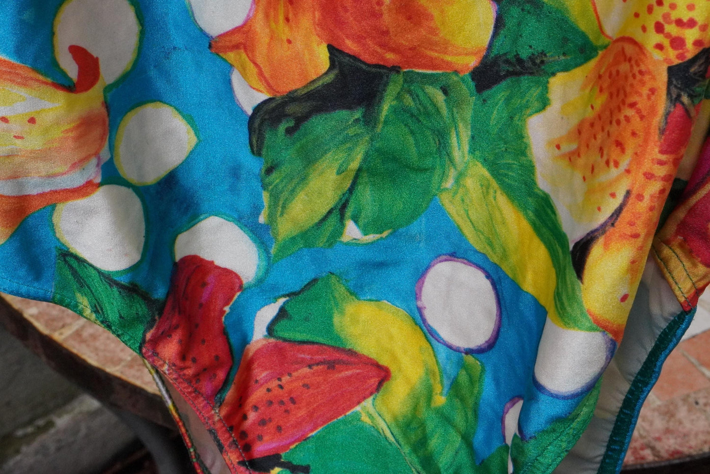 Vintage 90s Tropical Floral Swimsuit High Leg One Piece Germany Size 44 Cup B