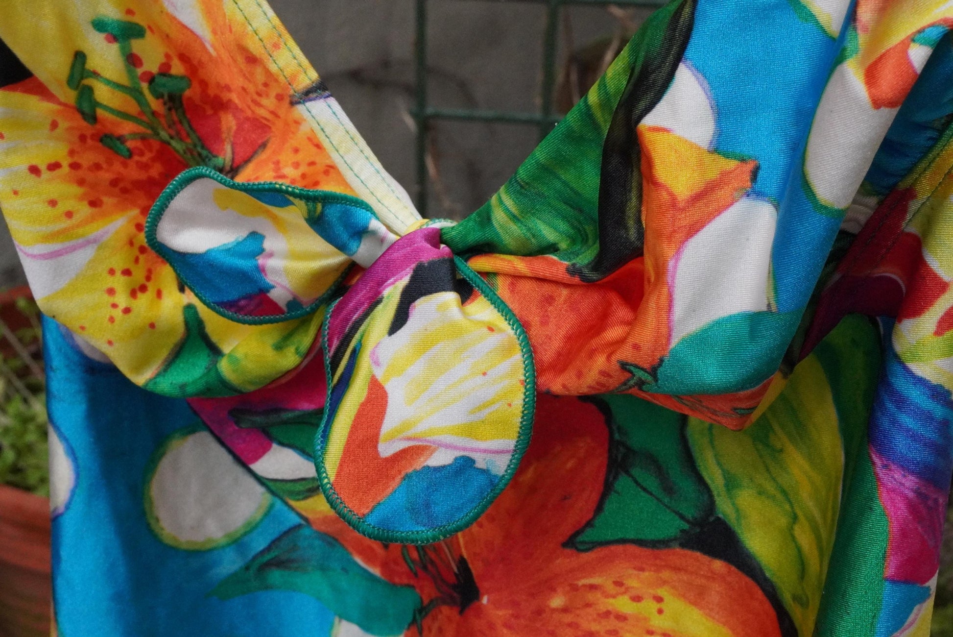 Vintage 90s Tropical Floral Swimsuit High Leg One Piece Germany Size 44 Cup B
