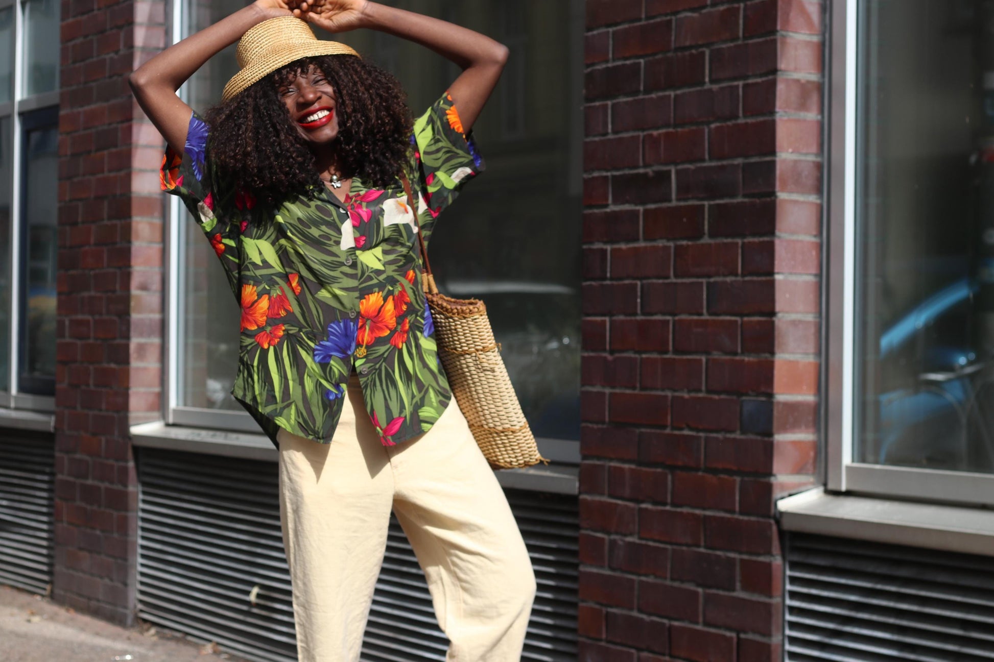 Vintage Anne Klein Silk Tropical Shirt| 90s Floral Button Down Short Sleeve Hawaiian Blouse