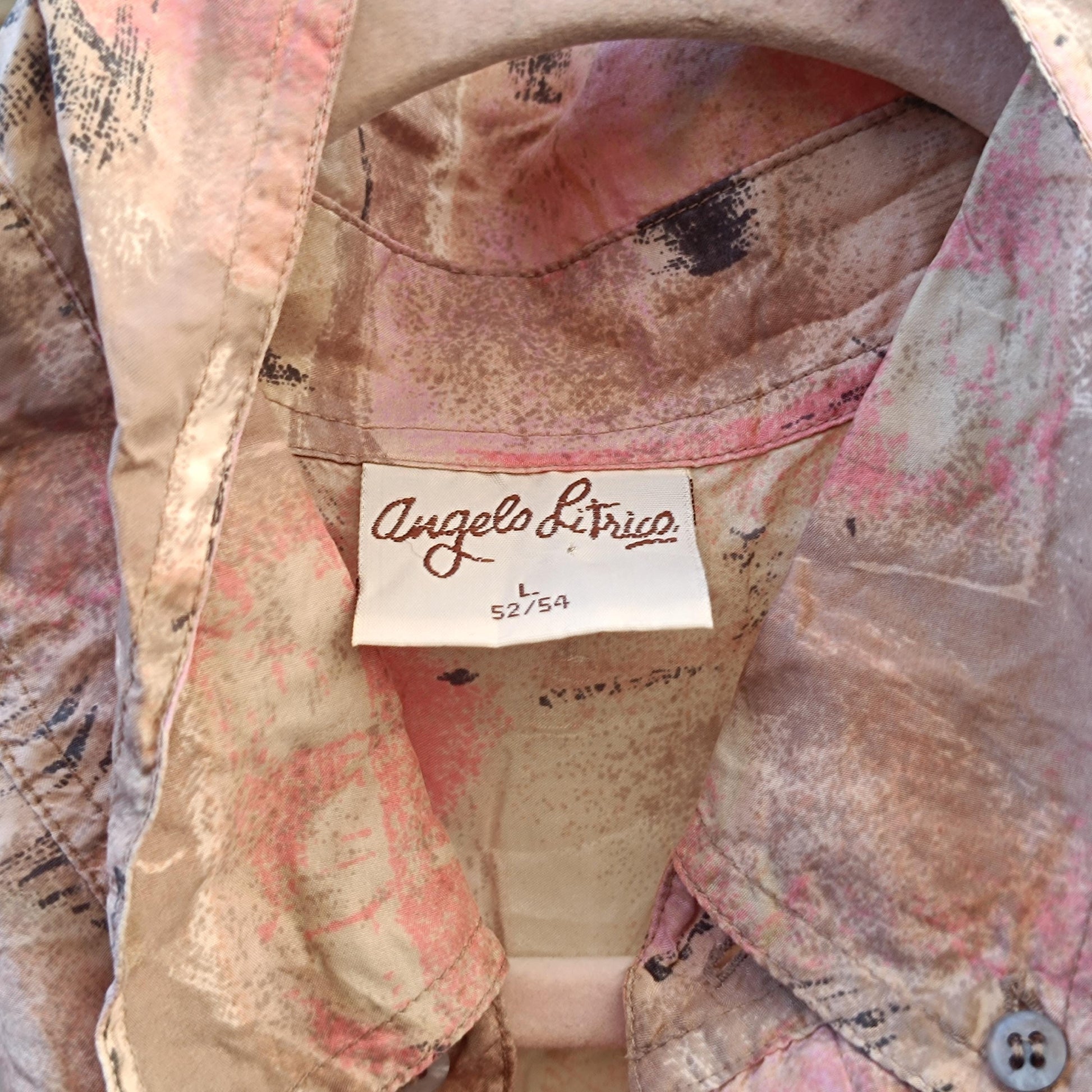 Vintage Silk Oversize Shirt Abstract Pattern Boho Loose Retro Blouse