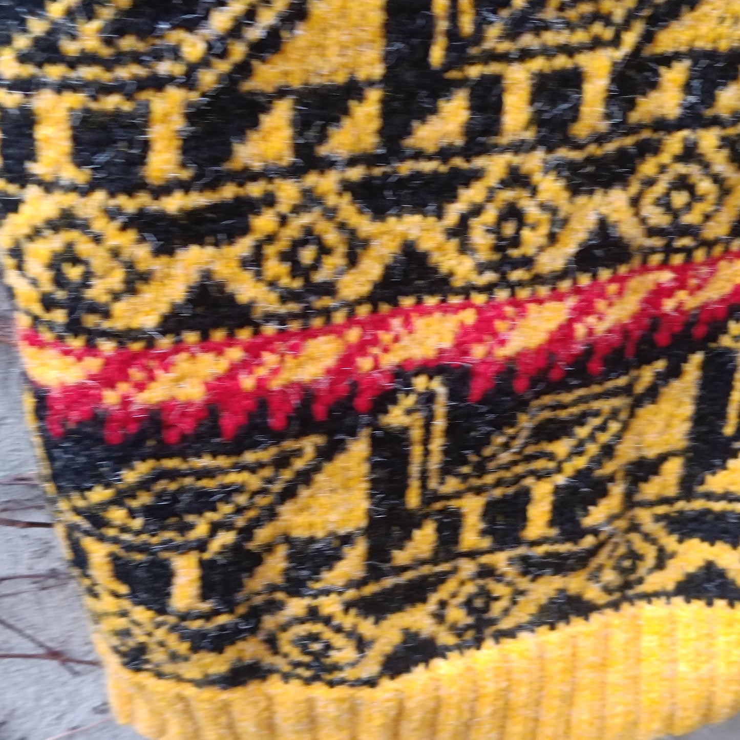 Vintage Handmade Knit Vest Bird Motif Yellow Red Black Boho Artisanal Sweater Tank