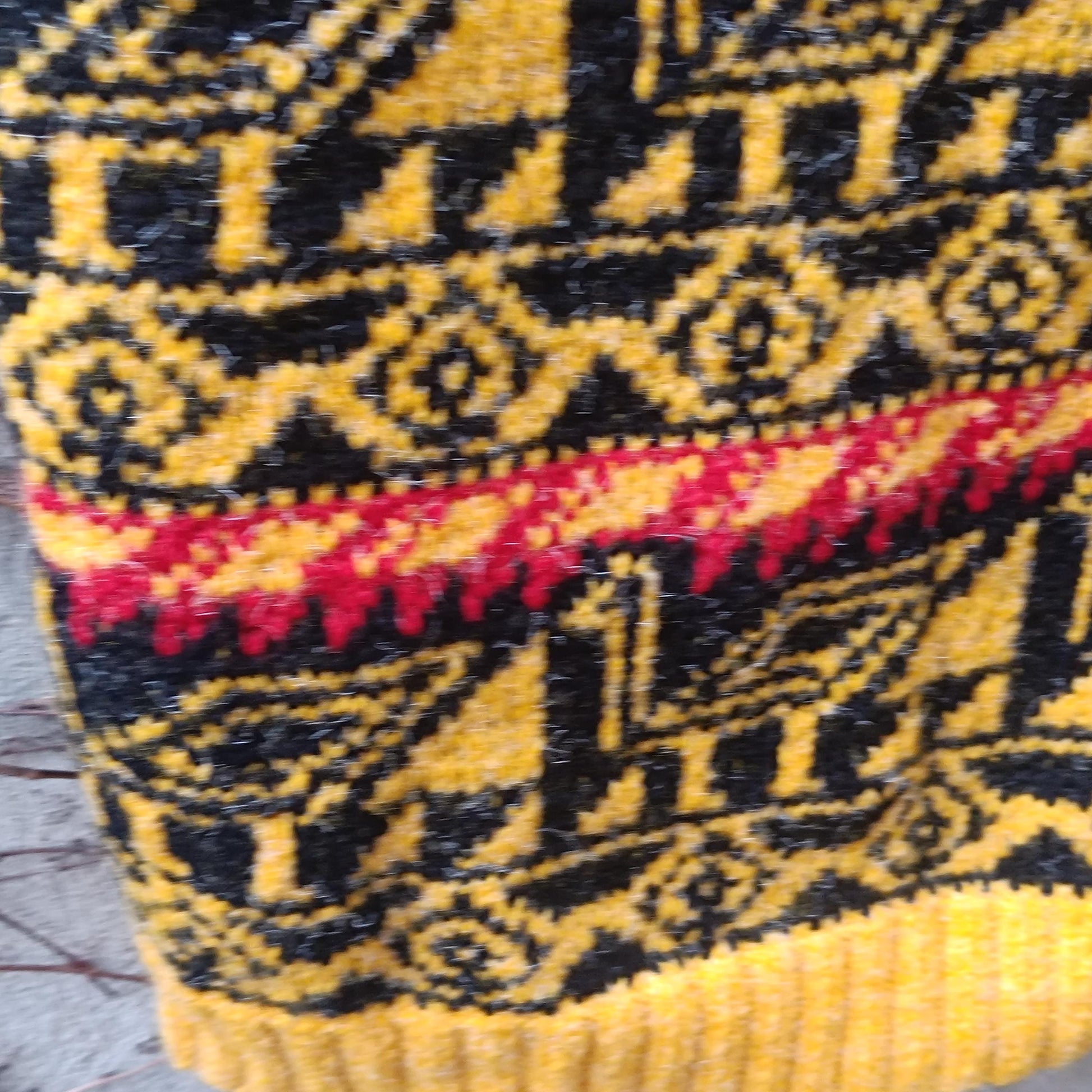 Vintage Handmade Knit Vest Bird Motif Yellow Red Black Boho Artisanal Sweater Tank