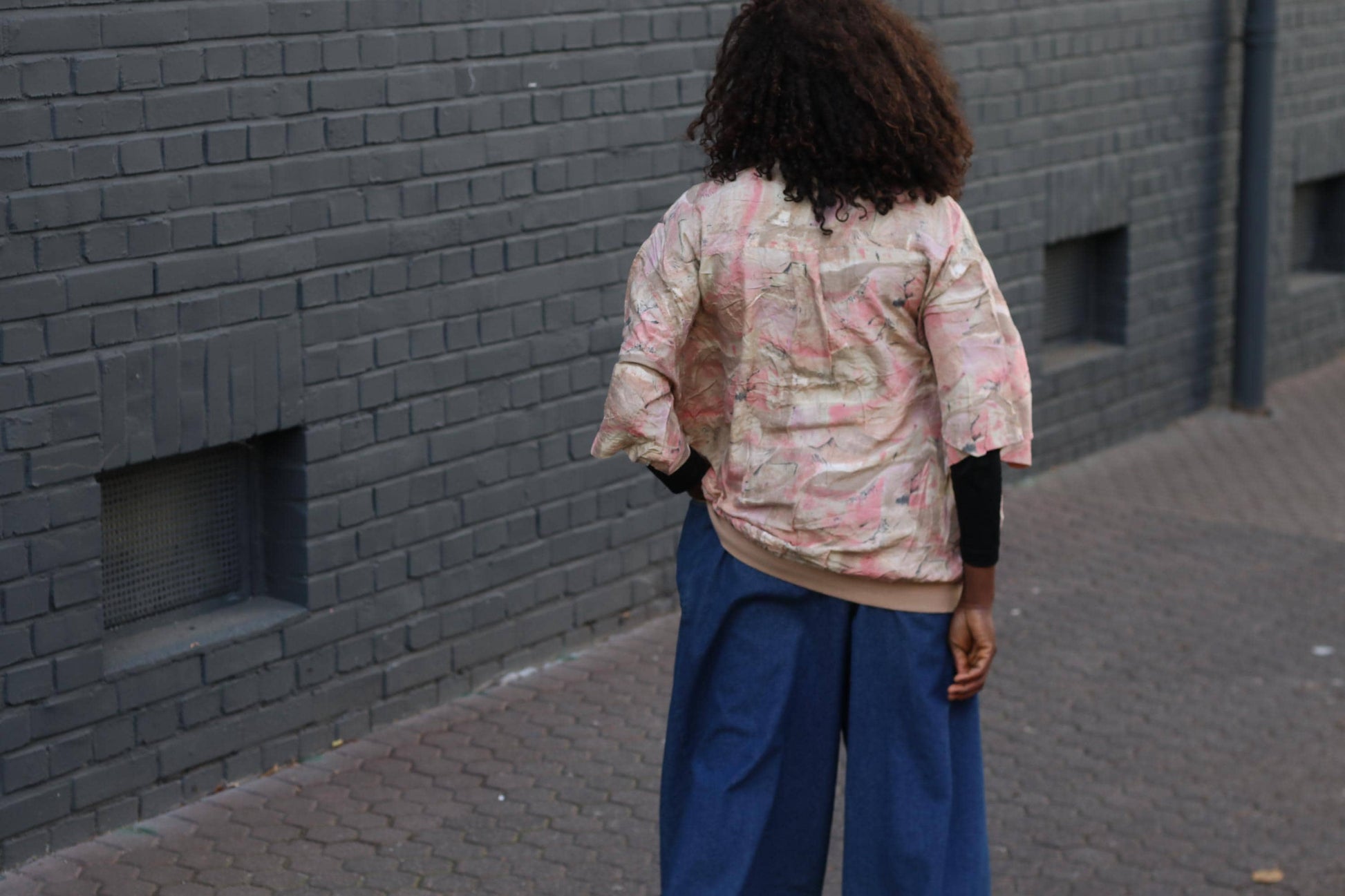 Vintage Silk Oversize Shirt Abstract Pattern Boho Loose Retro Blouse