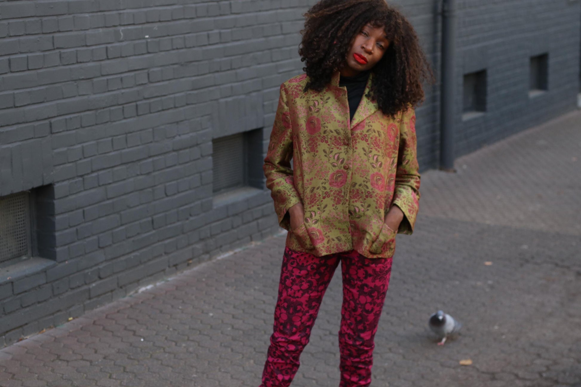 Handmade Vintage Brocade Blazer Floral Cropped Jacket Structured Retro