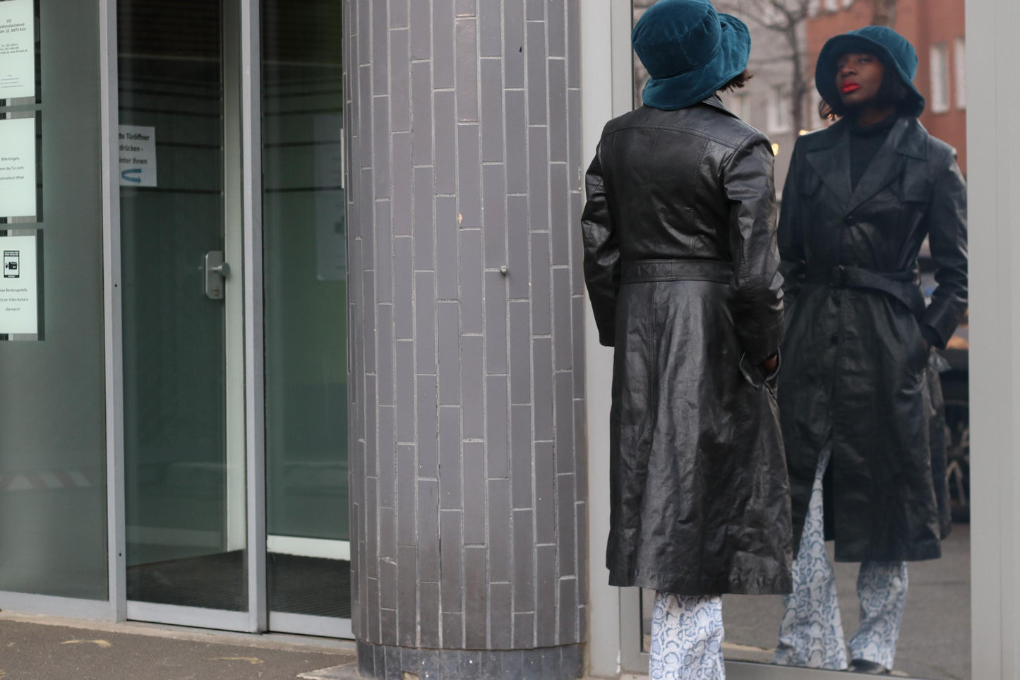 Vintage Black Leather Trench Coat| 90s Belted Long Jacket Minimalist Boho