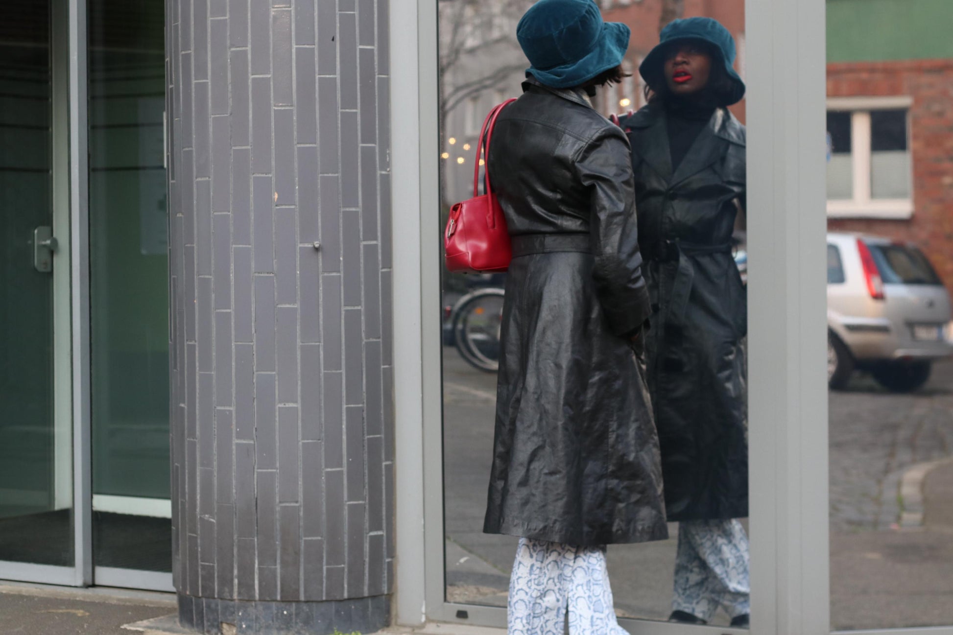 Vintage Black Leather Trench Coat| 90s Belted Long Jacket Minimalist Boho
