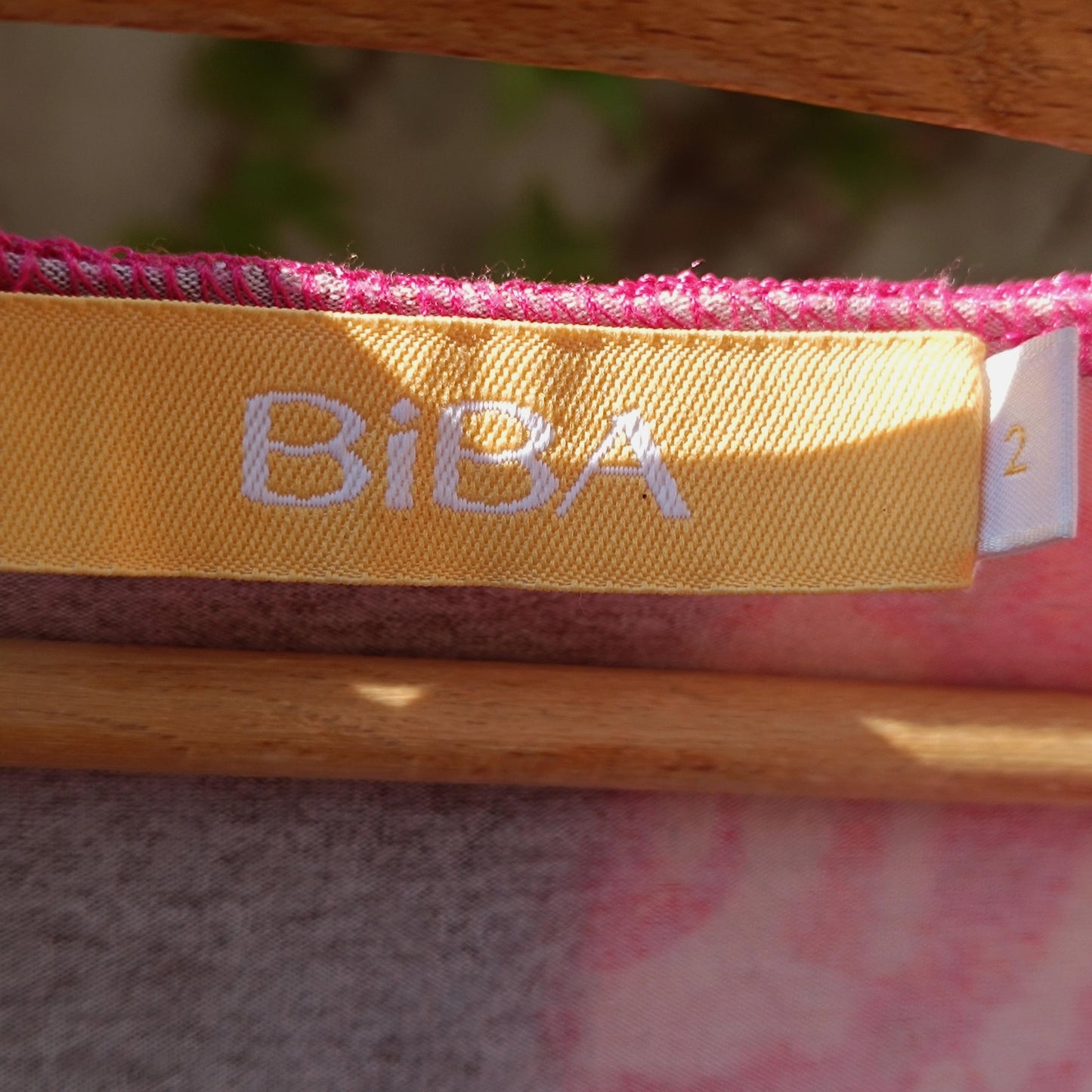 BiBA Vintage Silk Blend Abstract Top Orange Pink Ruffle Neck Beaded Grunge Y2K