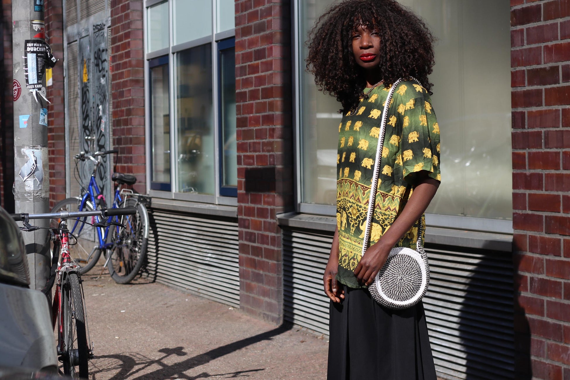 Elephant Print Top Green Gold Bohemian Festival Shirt Vintage Style Thai Blouse