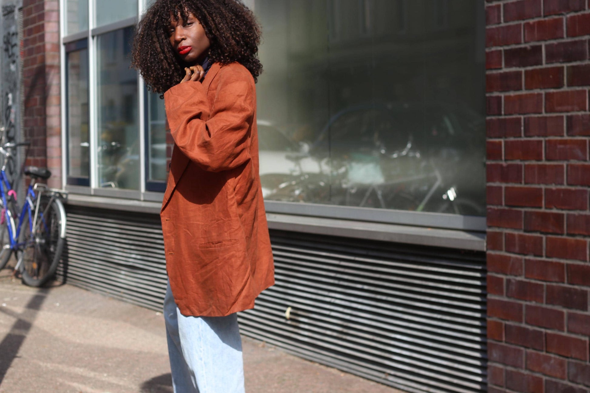 Vintage 100% Linen Blazer| Angelo Litrico Oversized XL Terracotta Orange Unisex Jacket
