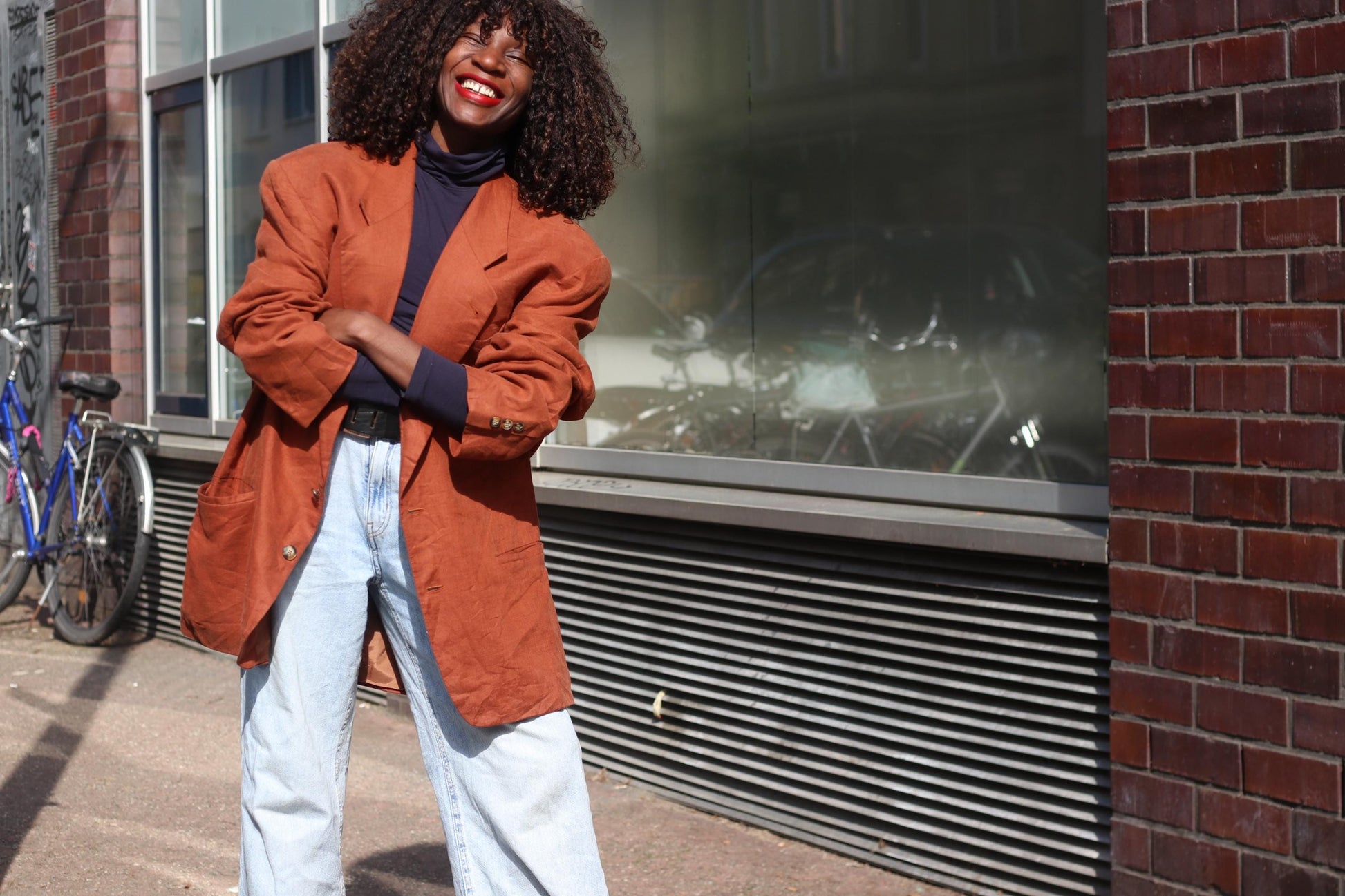 Vintage 100% Linen Blazer| Angelo Litrico Oversized XL Terracotta Orange Unisex Jacket