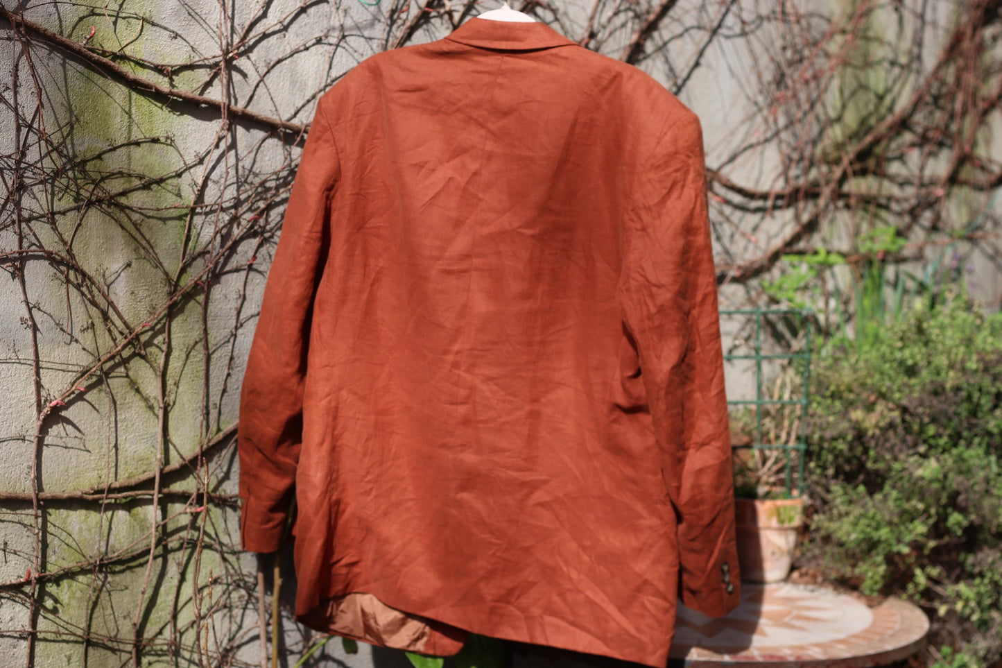 Vintage 100% Linen Blazer| Angelo Litrico Oversized XL Terracotta Orange Unisex Jacket