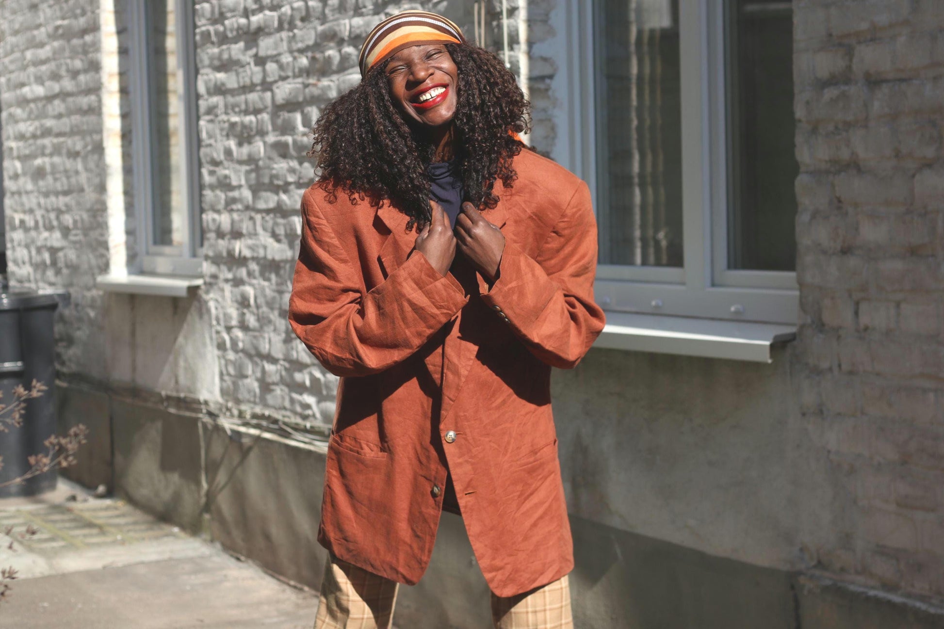 Vintage 100% Linen Blazer| Angelo Litrico Oversized XL Terracotta Orange Unisex Jacket