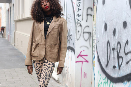 Yoek Vintage Leather Blazer| Studded Brown Jacket Western Boho Lined Grommet
