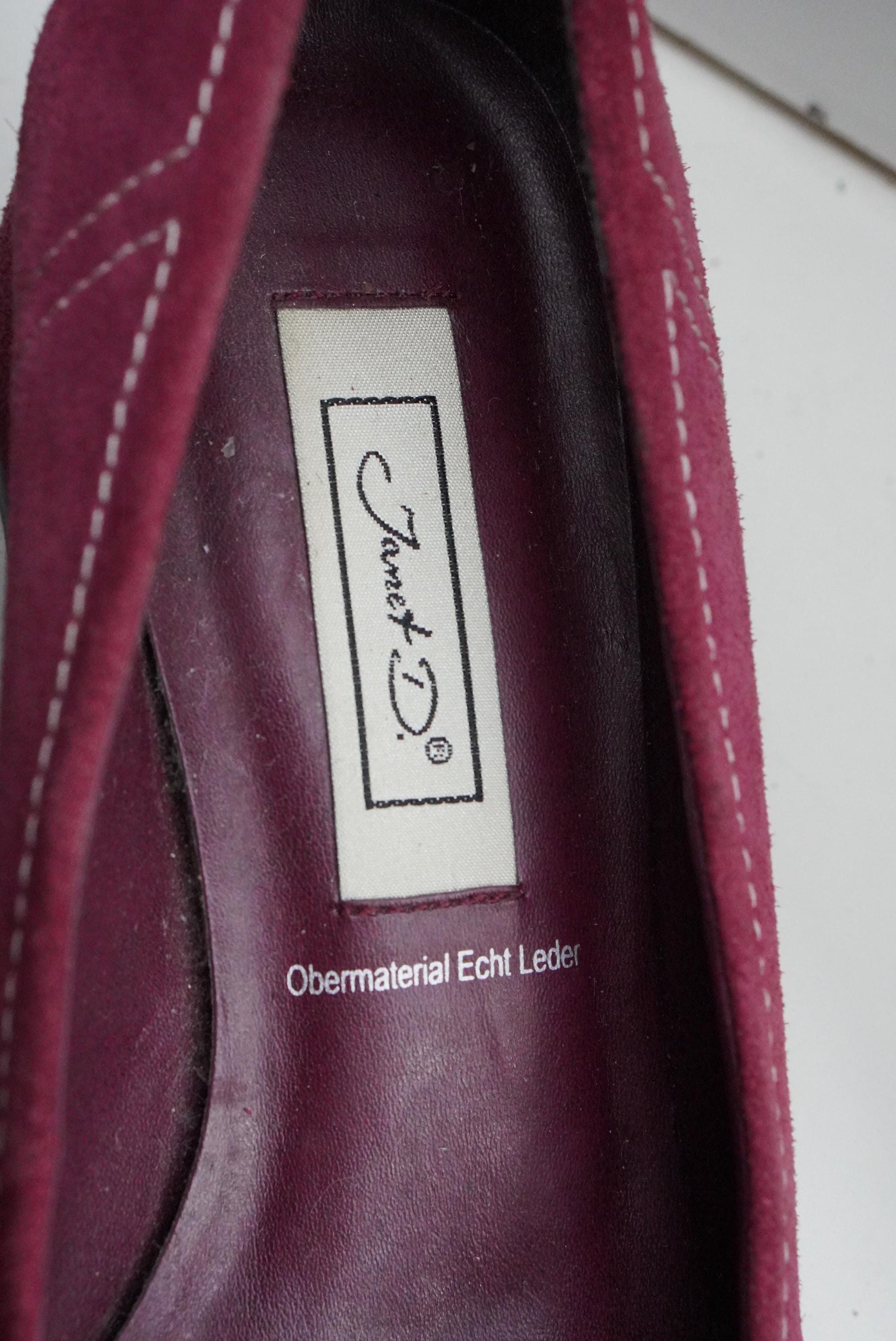 Vintage Magenta Pink Suede Heels| Square Toe Block Pumps| Genuine Leather Fuchsia Size 38