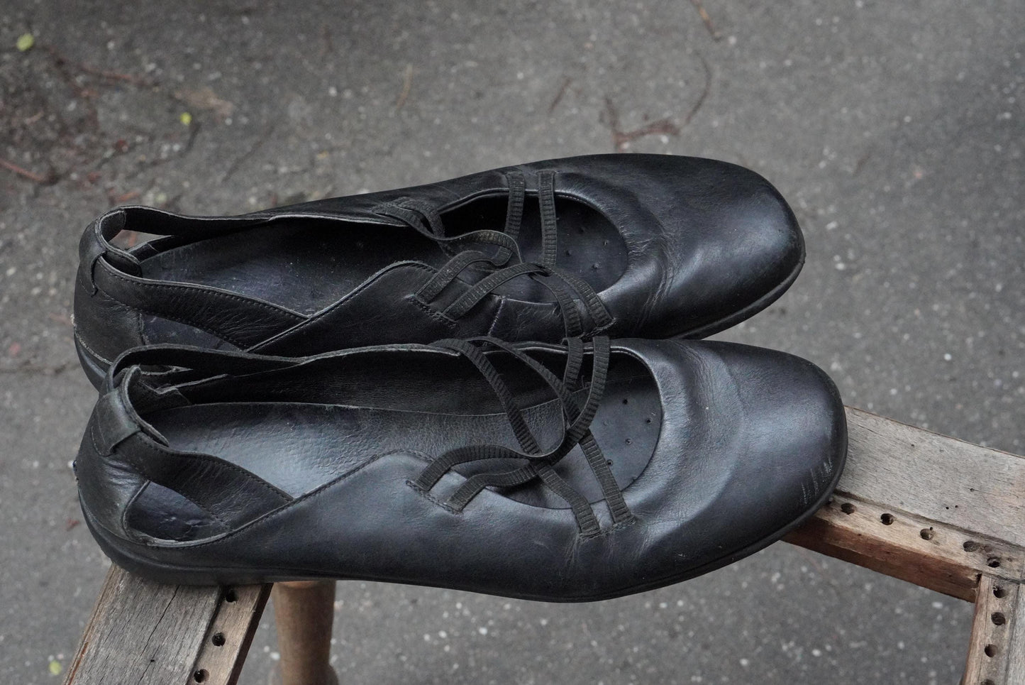 Black Leather Ballet Flats Mary Jane Strappy Comfort Shoes Slingback Remonte 45