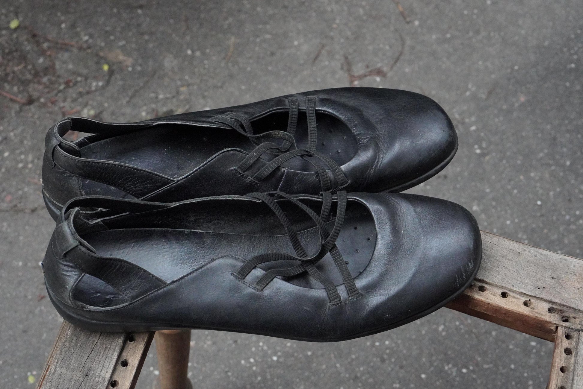 Black Leather Ballet Flats Mary Jane Strappy Comfort Shoes Slingback Remonte 45