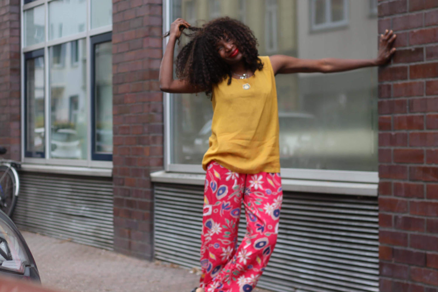 Vintage Pink Floral Trousers| Boho Summer Elasticated High Waist Wide Leg Pants Relaxed Fit