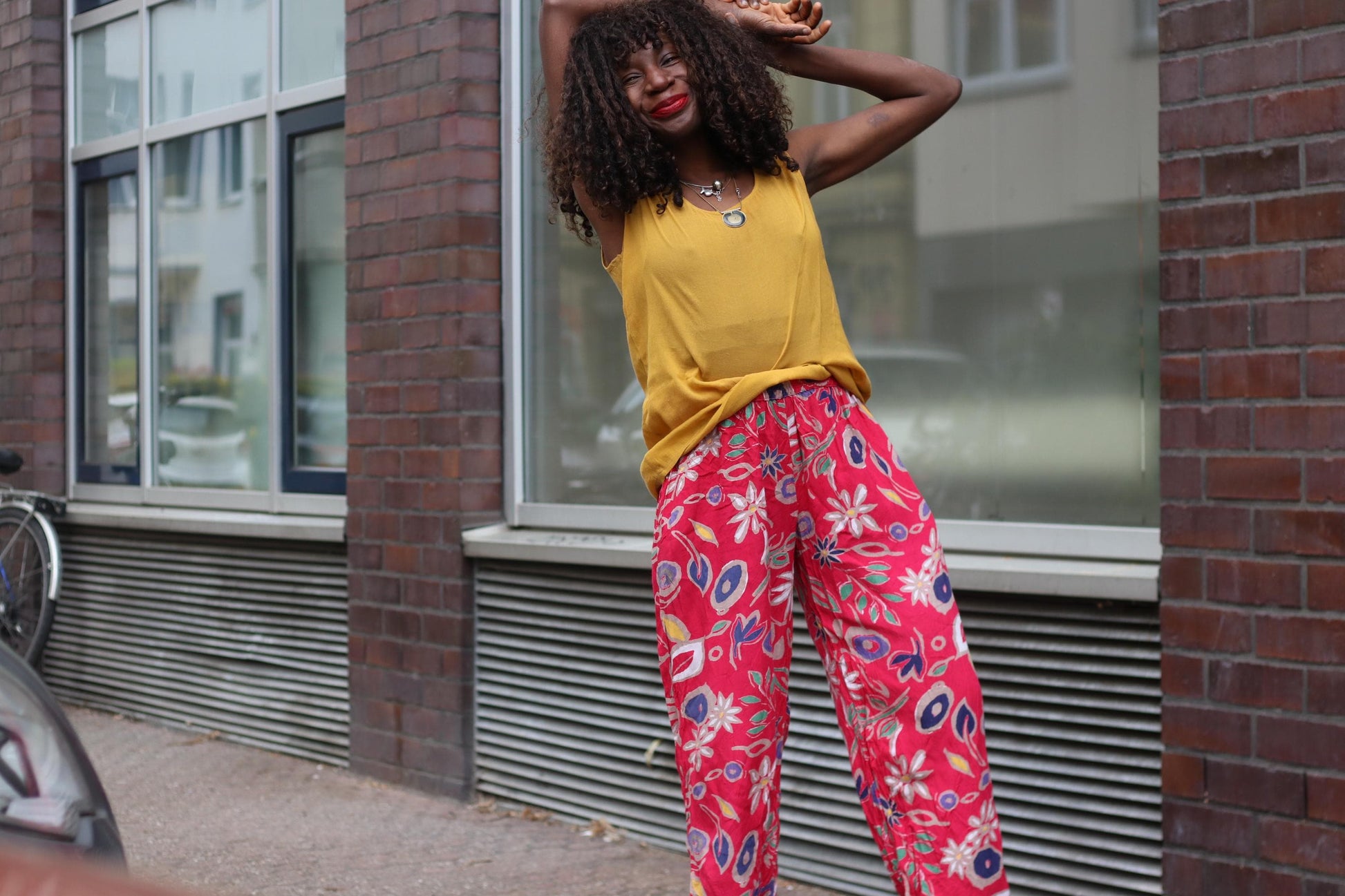 Vintage Pink Floral Trousers| Boho Summer Elasticated High Waist Wide Leg Pants Relaxed Fit