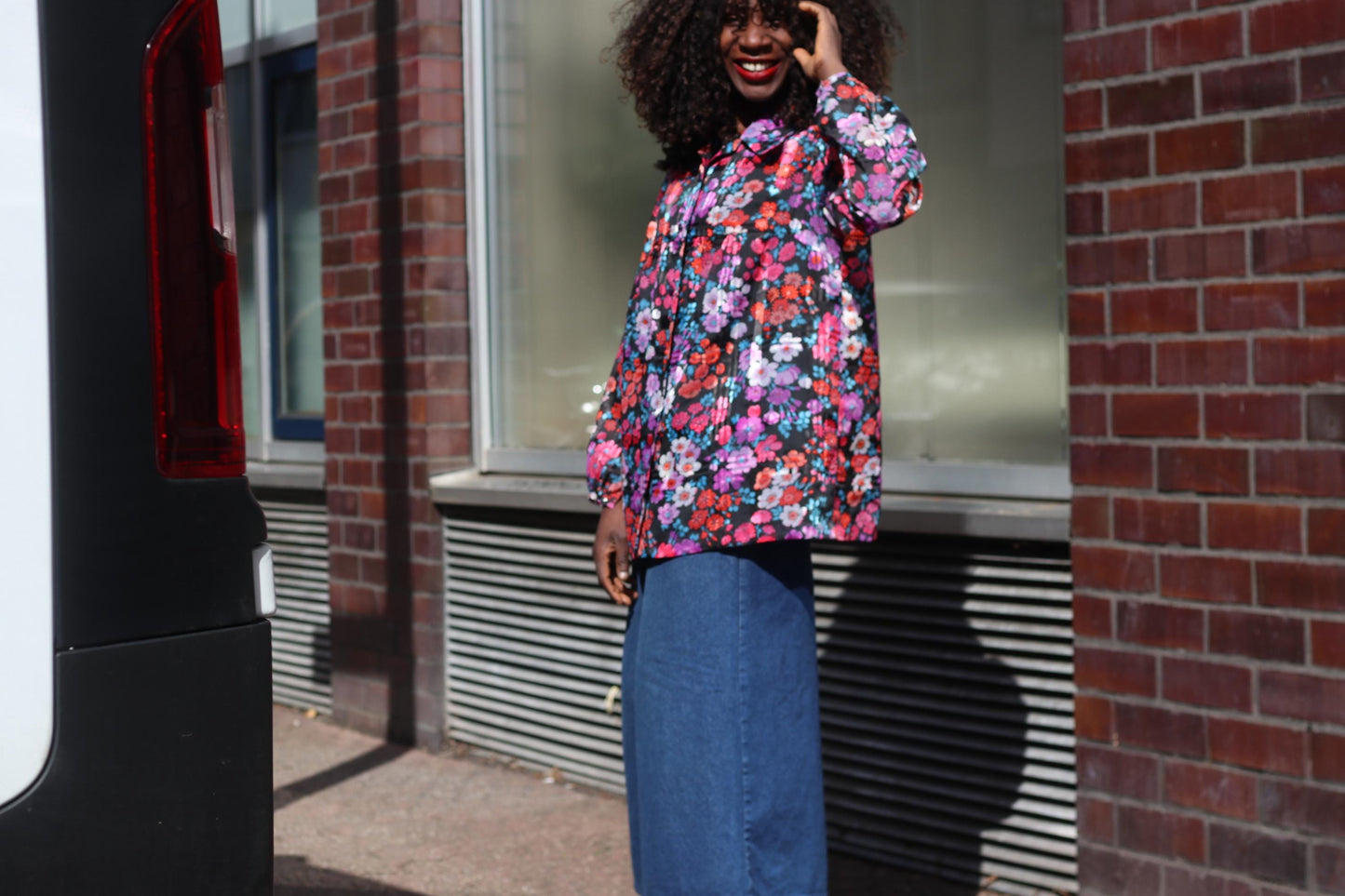 Vintage 70s Floral Blouse Long Sleeve Dagger Collar Retro Print Shirt Top S M