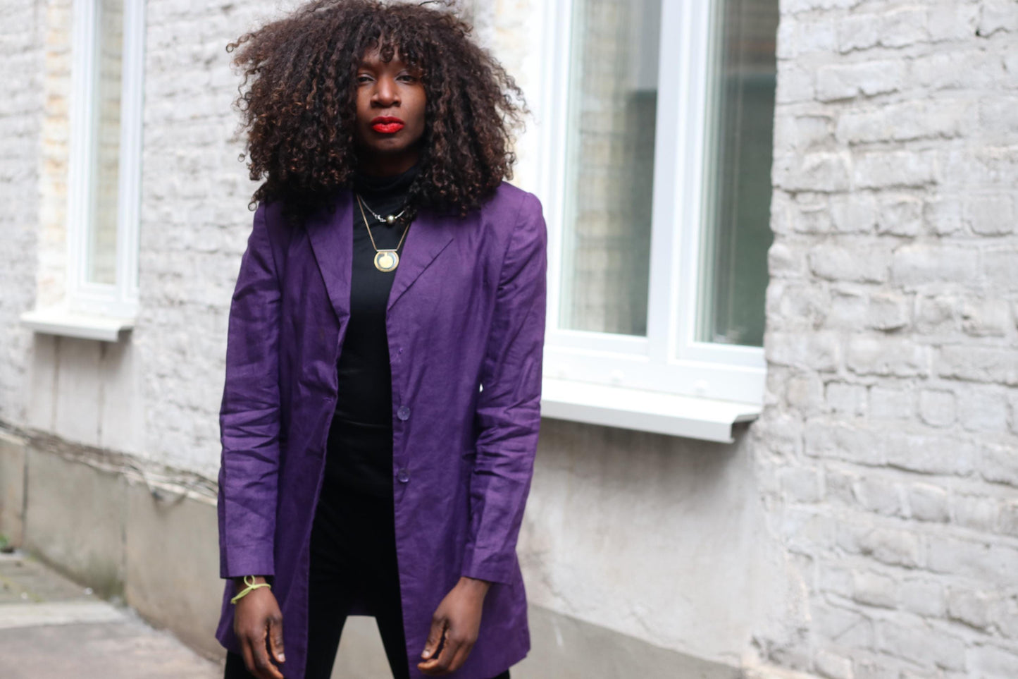 Purple Linen Blazer Vintage Italian 100% Lino Jacket Longline Oversized Summer Coat