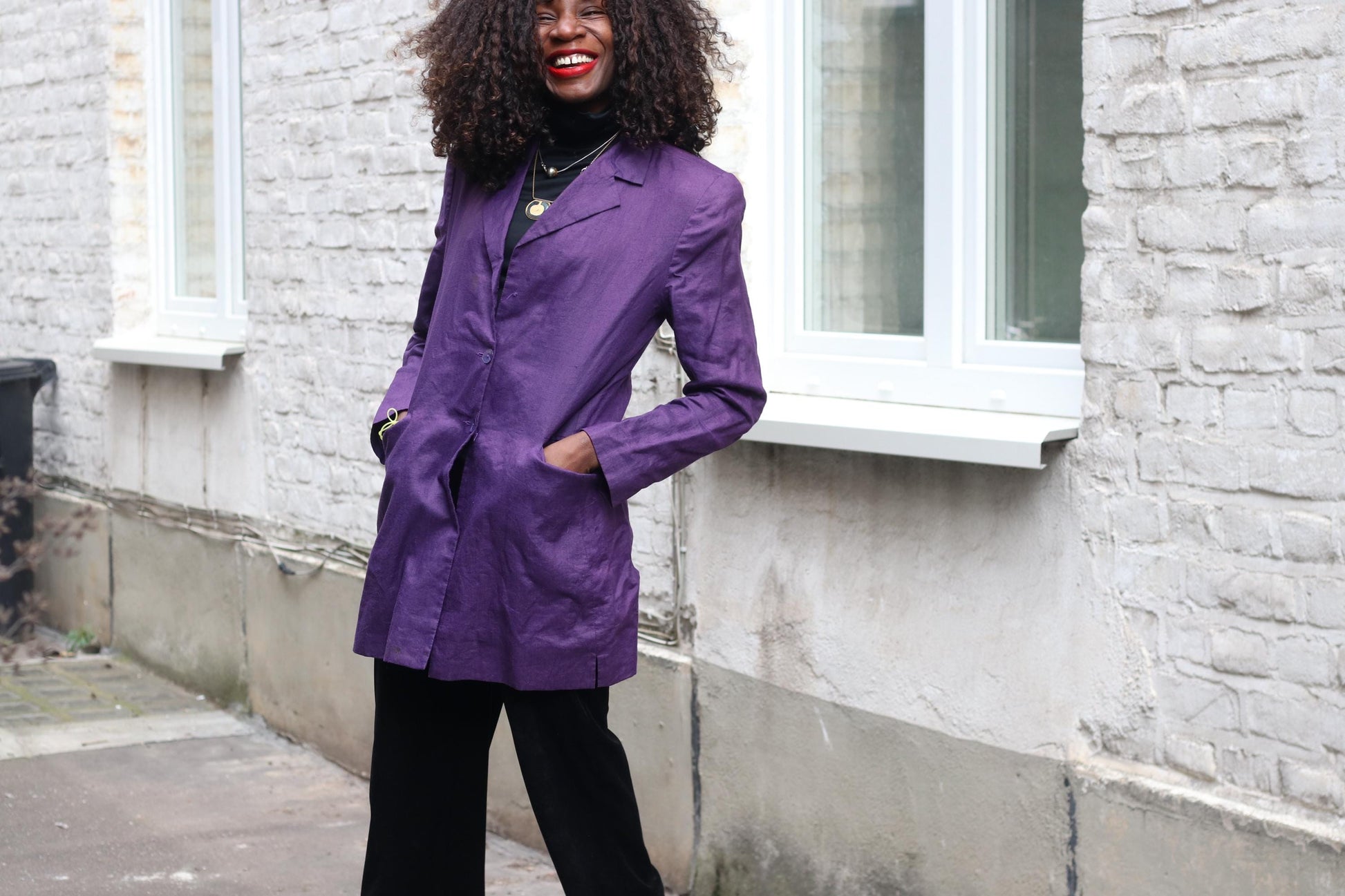 Purple Linen Blazer Vintage Italian 100% Lino Jacket Longline Oversized Summer Coat