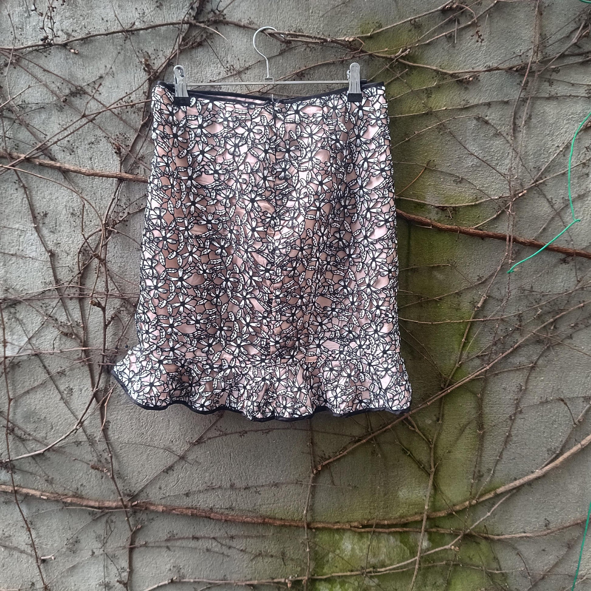 Vintage Merletti Floral Lace Mini Skirt| 90s Romantic Ruffle Hem Skirt Size S
