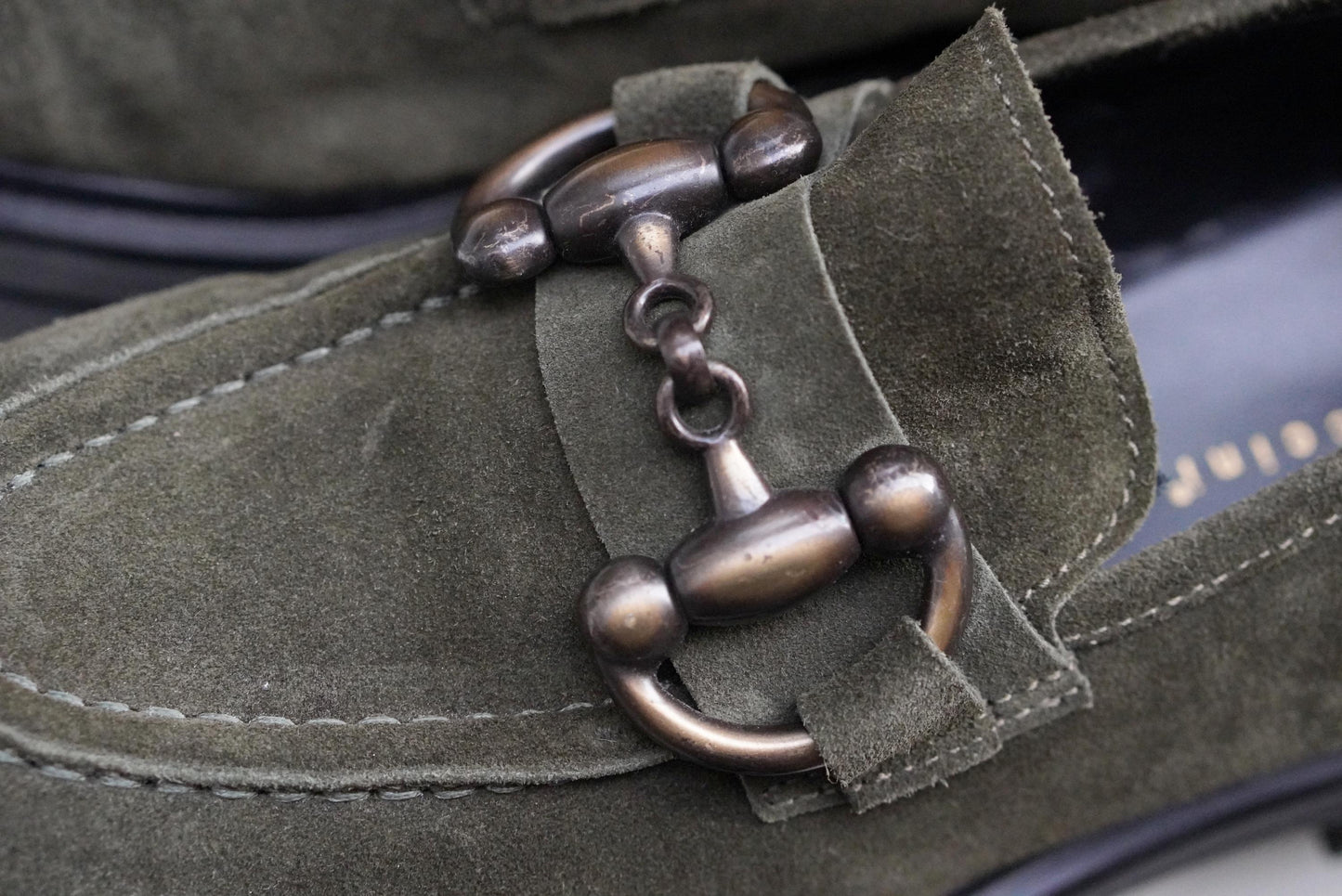 Vintage Suede Loafers | 90s Olive Green Andrea Puccini Horsebit Lug Sole Shoes EU 37